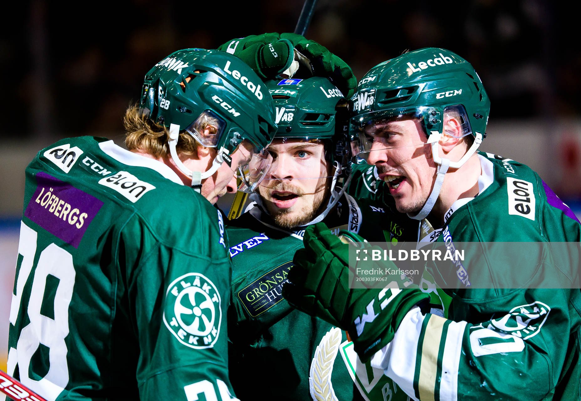 Färjestads Linus Arnesson, Emil Forslund och Sebastian