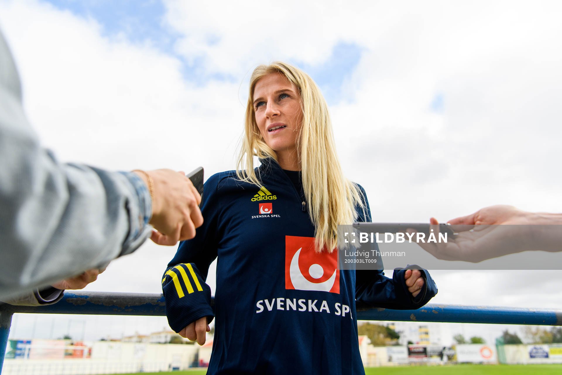 Sofia Jakobsson is interviewed by the media