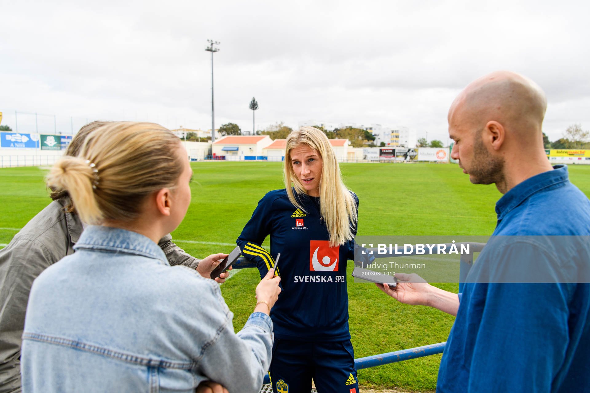 Sofia Jakobsson is interviewed by the media