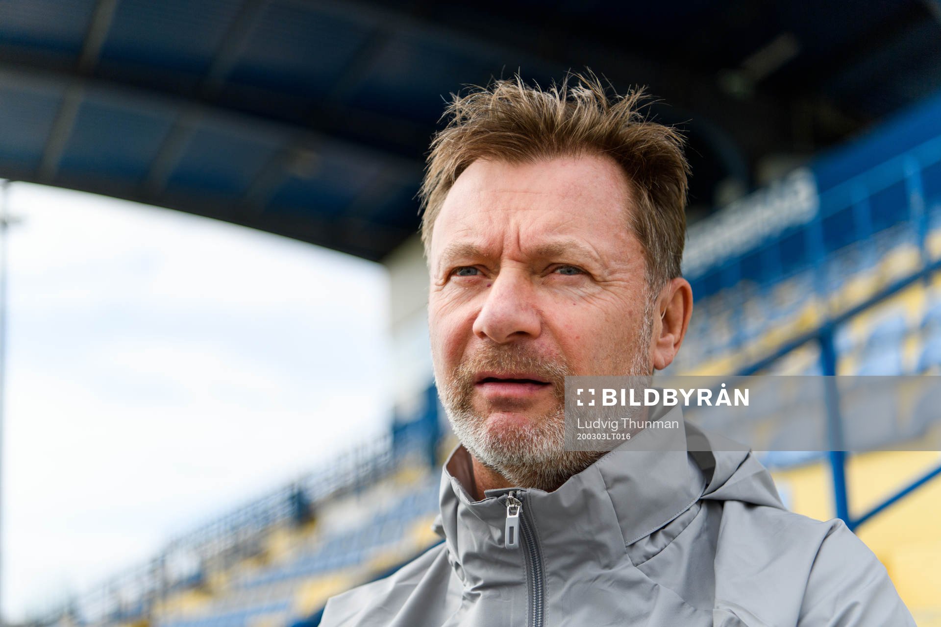 Peter Gerhardsson, head coach is interviewed by the media