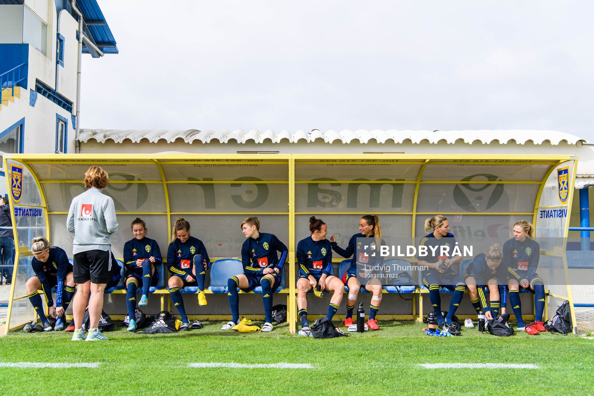 Players prepare for a practice with Sweden