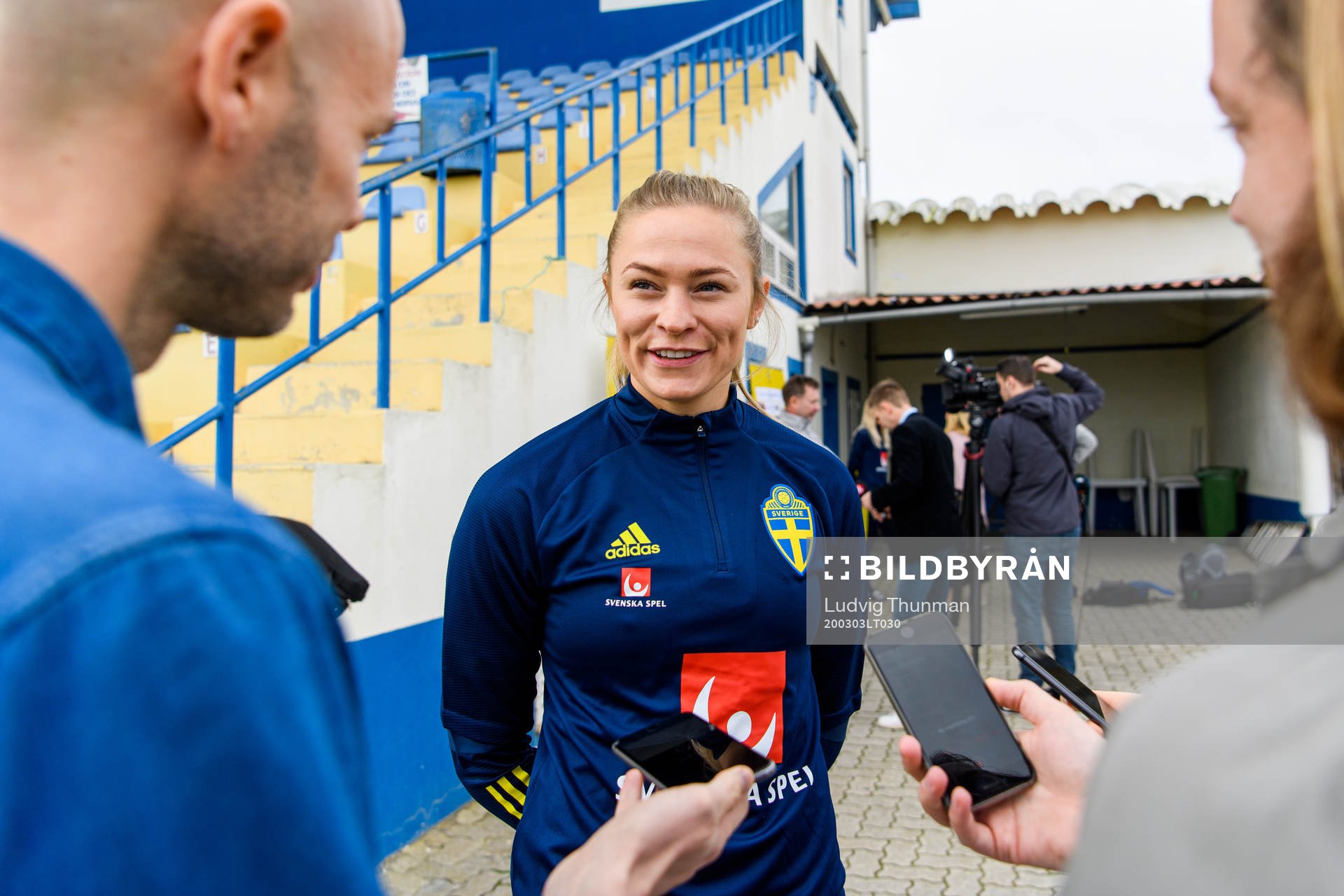 Fridolina Rolfö is interviewed by the media