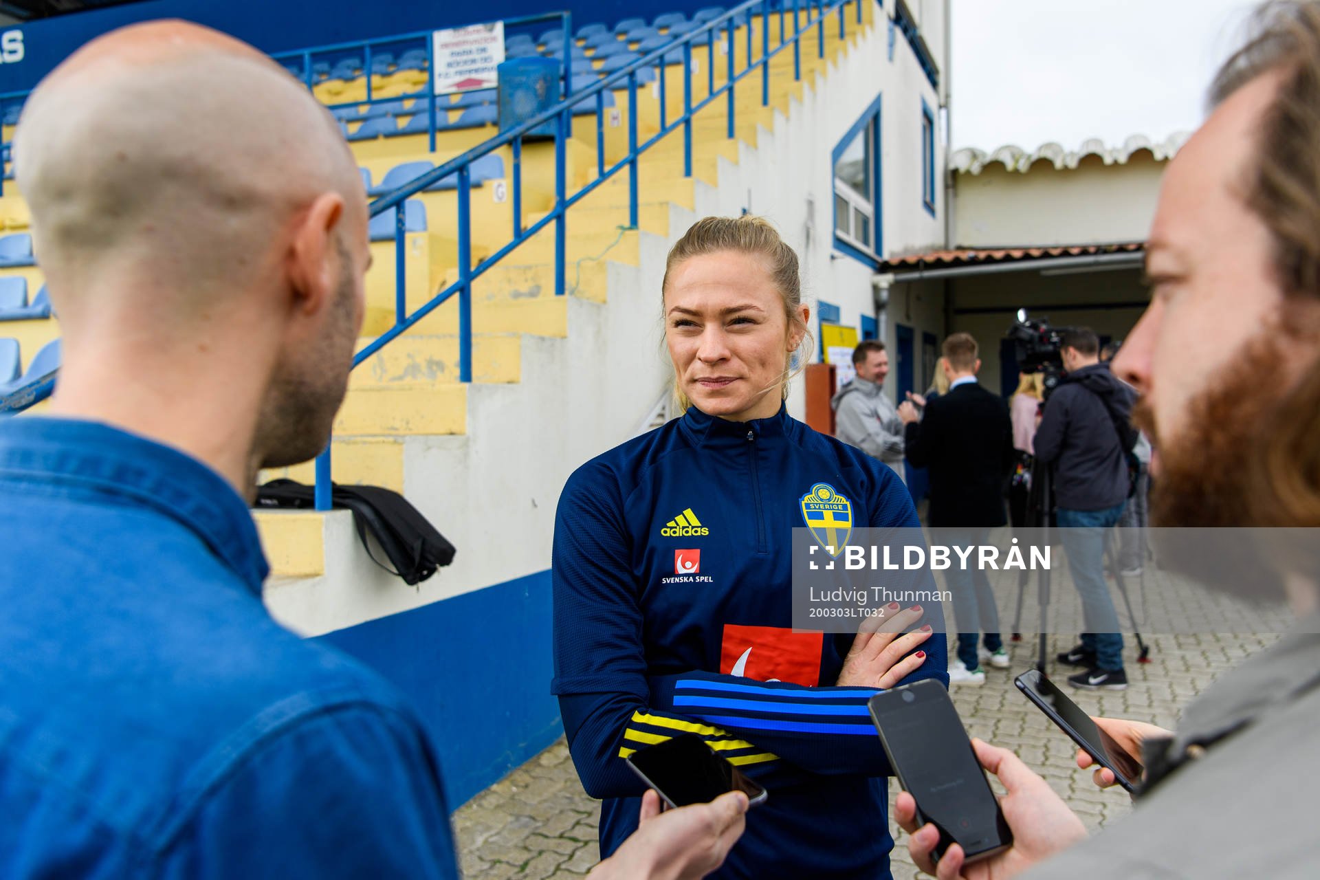 Fridolina Rolfö is interviewed by the media
