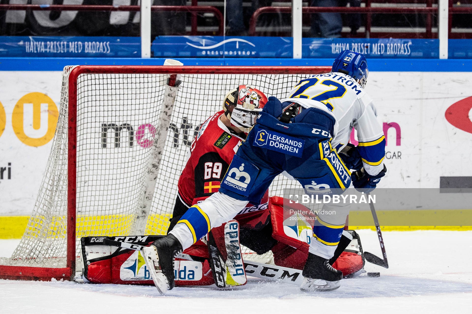 Malmö Redhawks målvakt Oscar Alsenfelt och Leksands