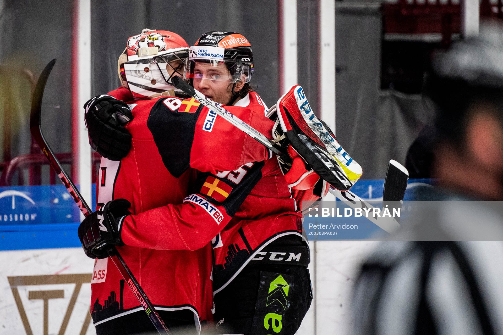 Malmö Redhawks målvakt Oscar Alsenfelt och Carl Persson