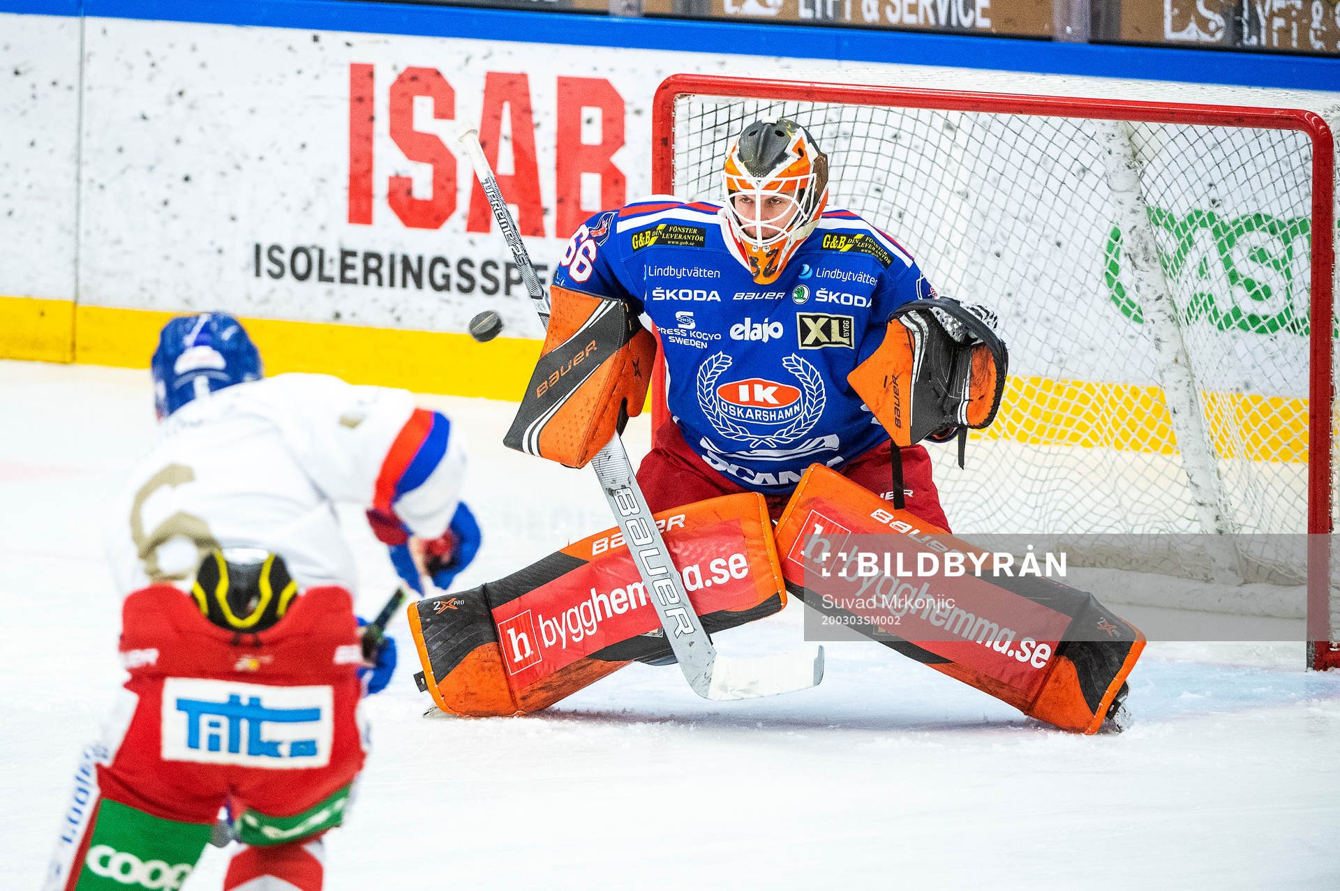 Oskarshamns målvakt Marcus Hellgren och Jesper Dahlroth