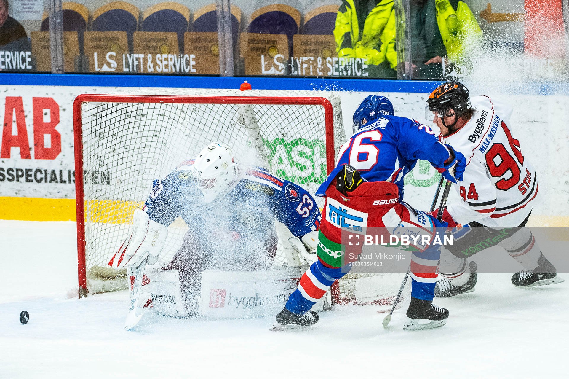 Oskarshamns målvakt Daniel Rosengren och Filip Karlsson