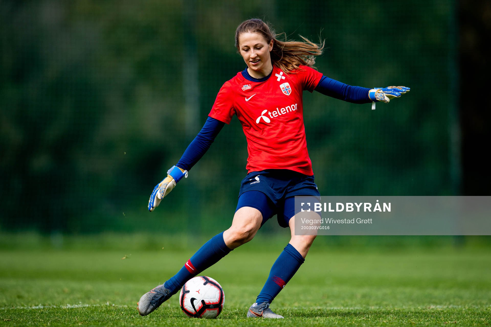 Goalkeeper Cecilie Hauståker Fiskerstrand of the Norwegian women’s national football team during a training session ahead of Algarve Cup 2020 on March 3, 2020 in Alvor.