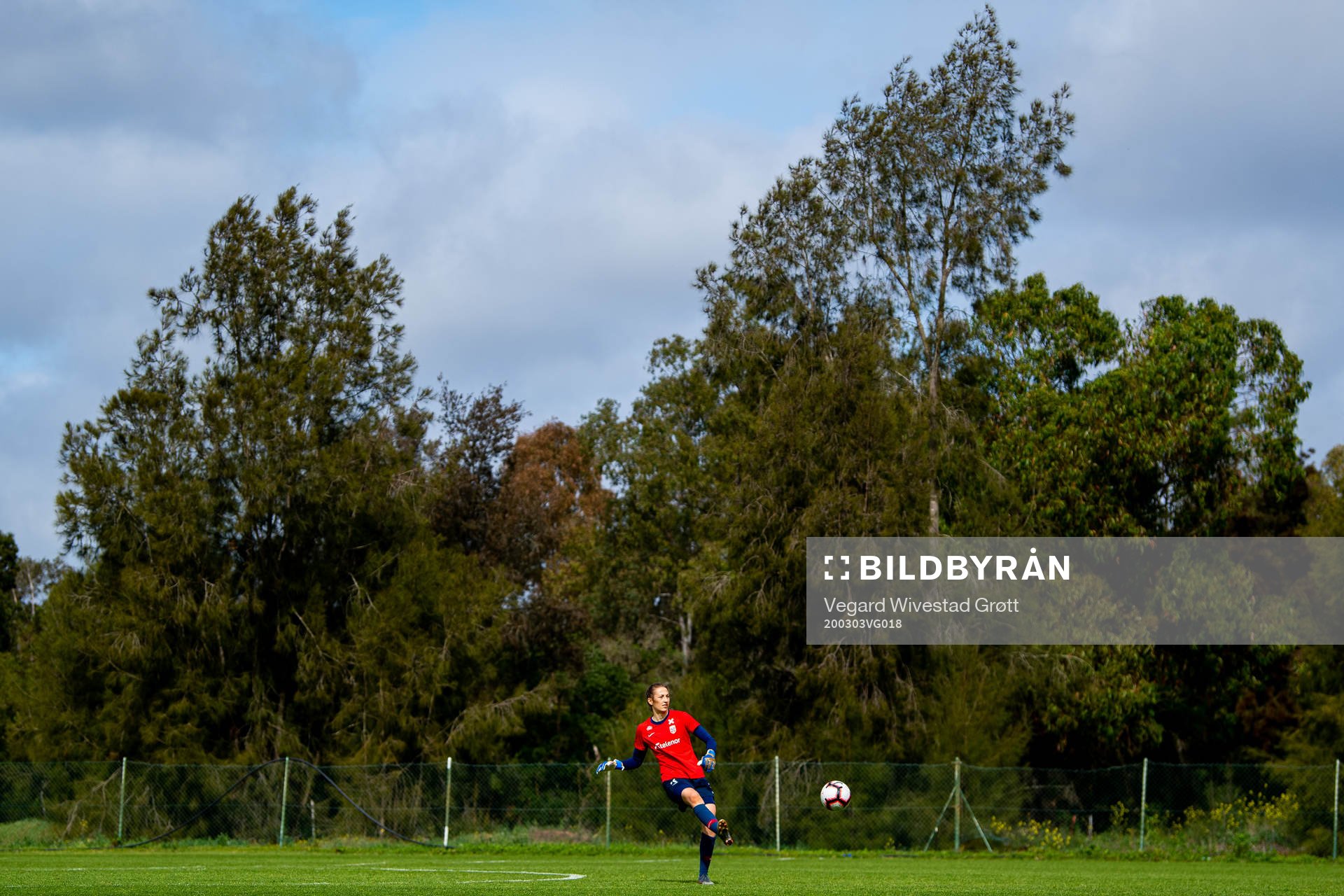 Goalkeeper Cecilie Hauståker Fiskerstrand of the Norwegian women’s national football team during a training session ahead of Algarve Cup 2020 on March 3, 2020 in Alvor.