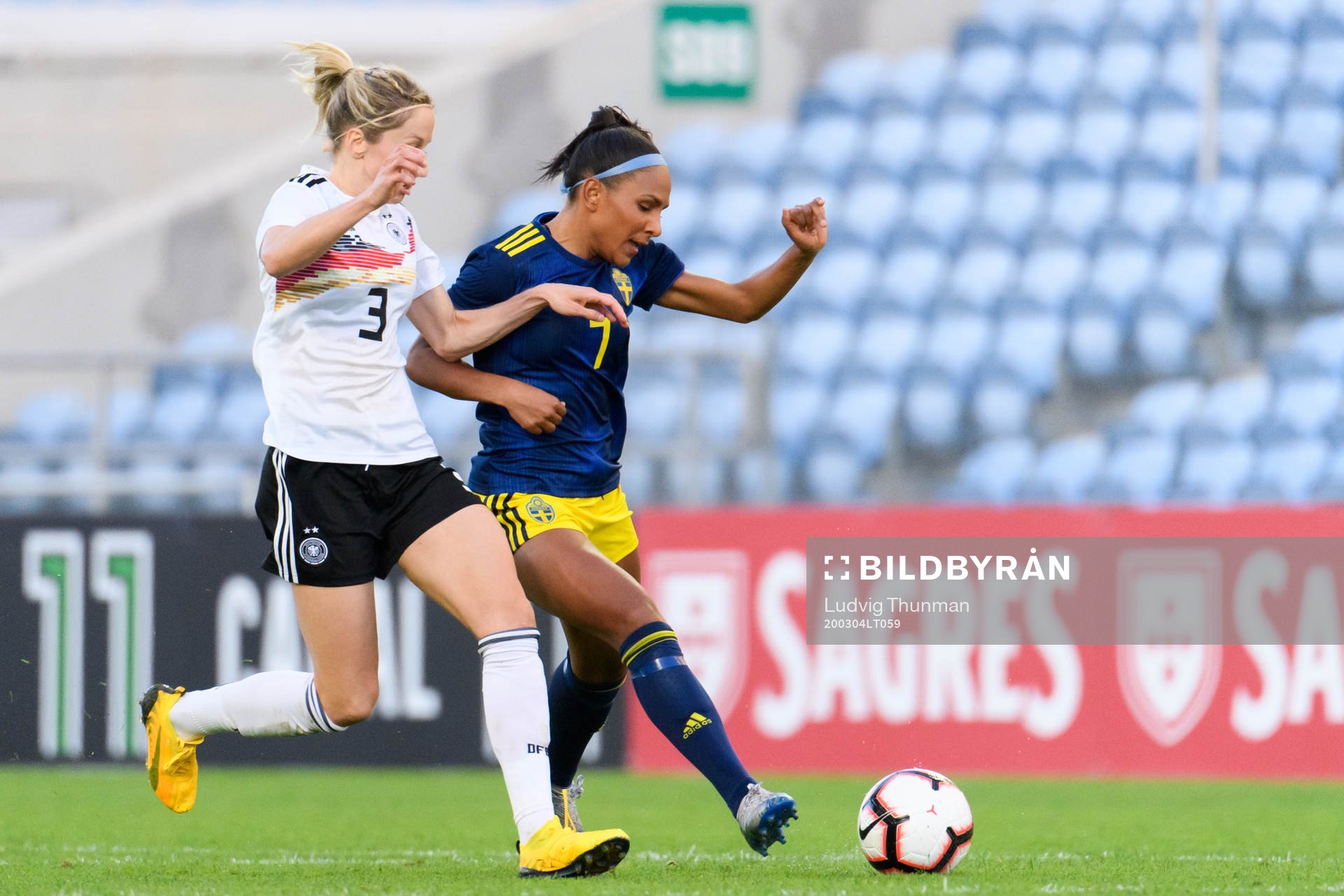 Kathrin Hendrich of Germany and Madelen Janogy of Sweden