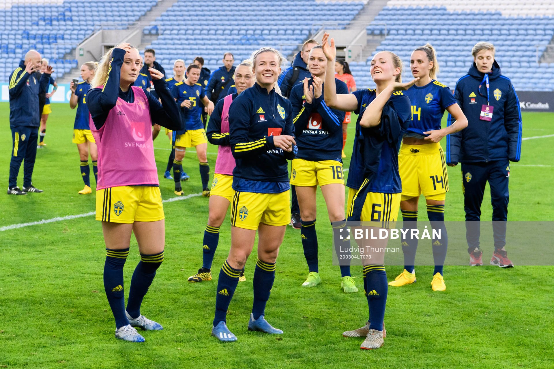The Swedish players after the Algarve Cup match between Germany and Sweden on March 4, 2020 in Faro.