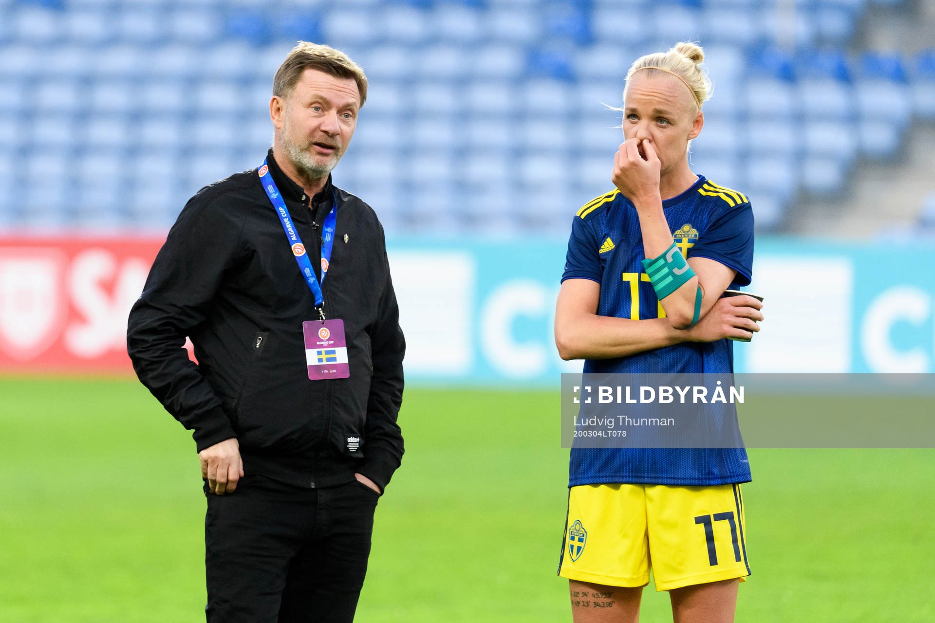 Peter Gerhardsson, head coach, and Caroline Seger of Sweden