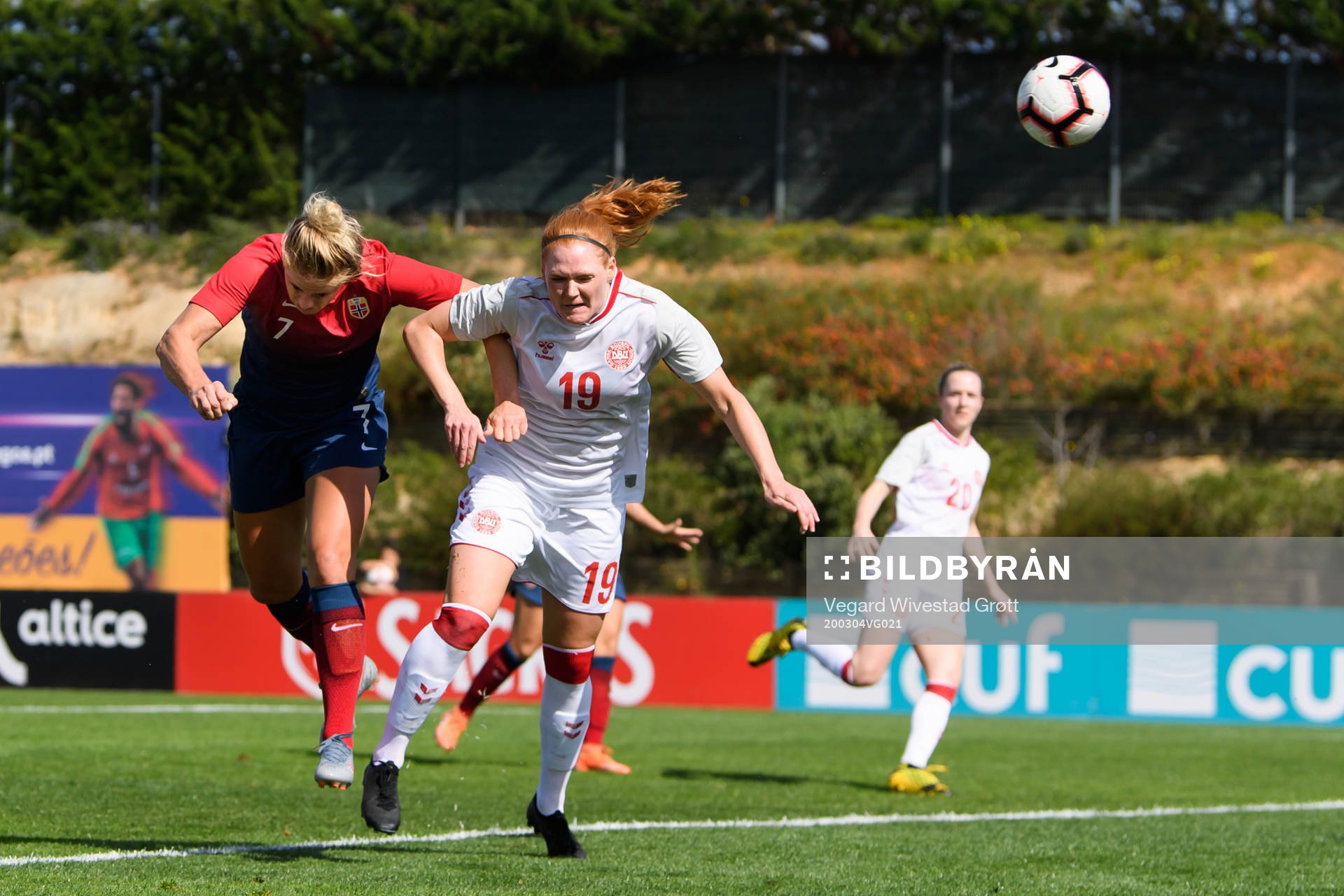 Elise Thorsnes of Norway scores 1-1 past defending Stine