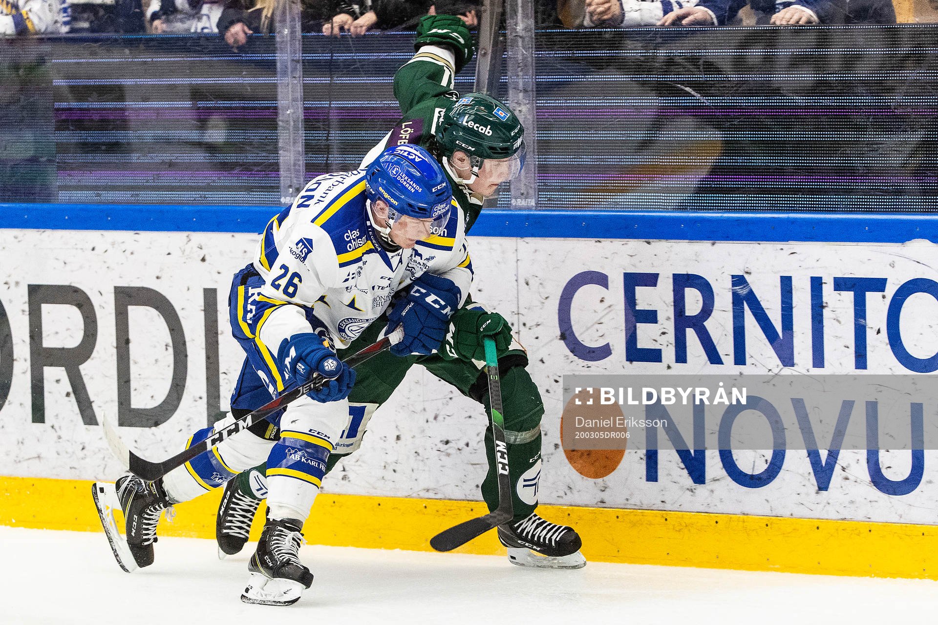 Leksands Patrik Zackrisson och Färjestads Sebastian Erixon
