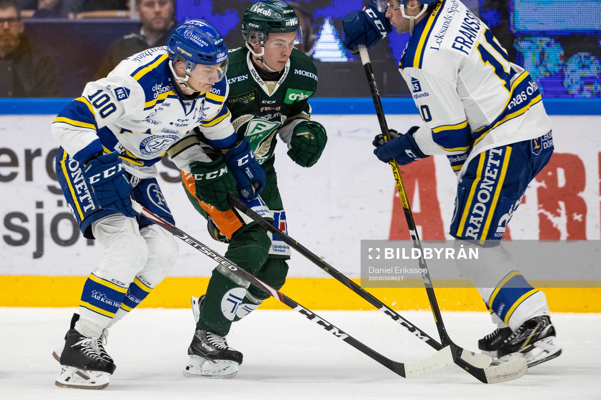 Leksands Martin Karlsson och Färjestads Oscar Lawner och