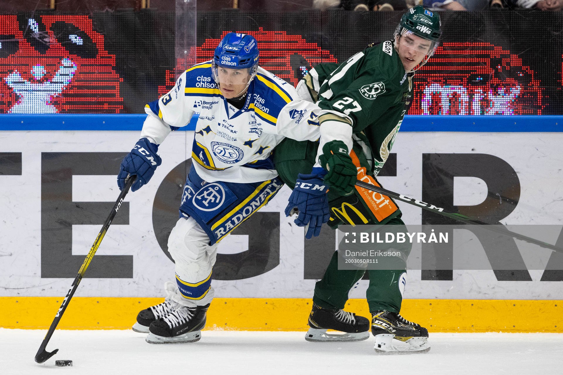 Leksands Jon Knuts och Färjestads Oskar Bäck