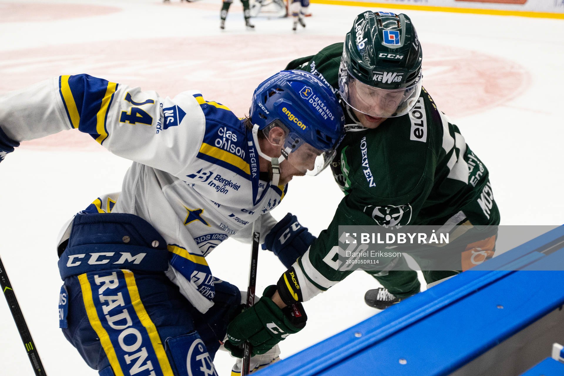 Leksands Oskar Lang och Färjestads Aleksi Mustonen