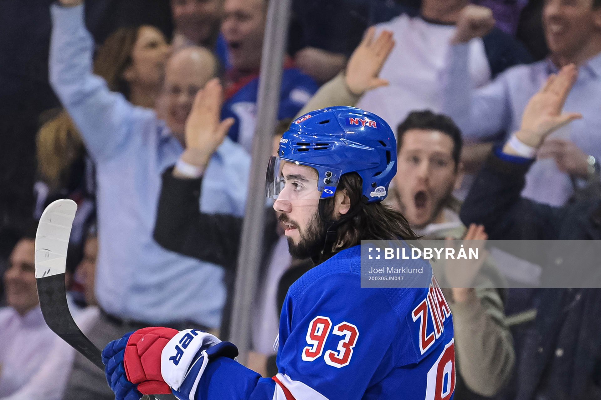 New York Rangers Mika Zibanejad celebrates