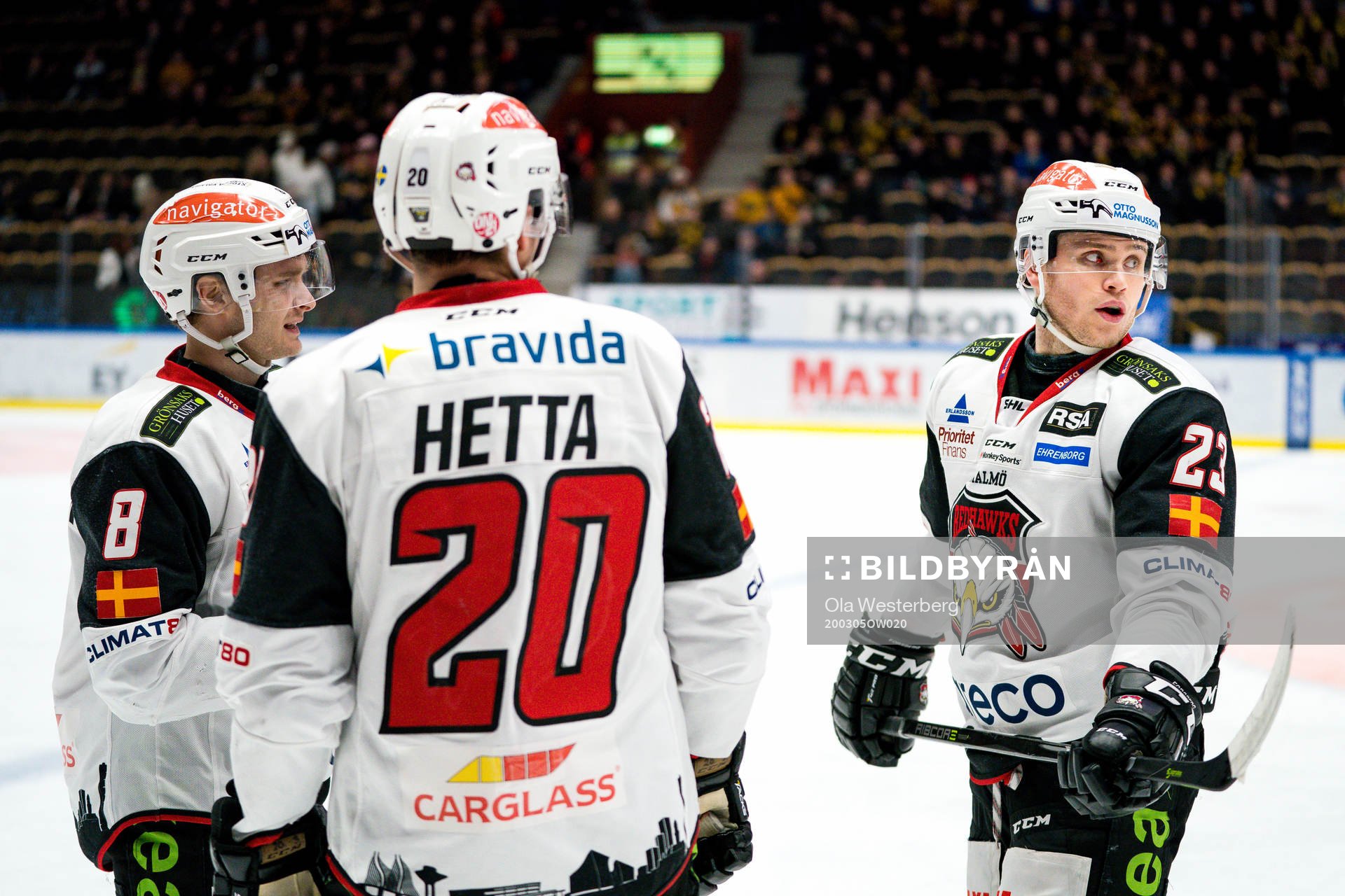 Malmö Redhawks Johan Olofsson , Henrik Hetta och