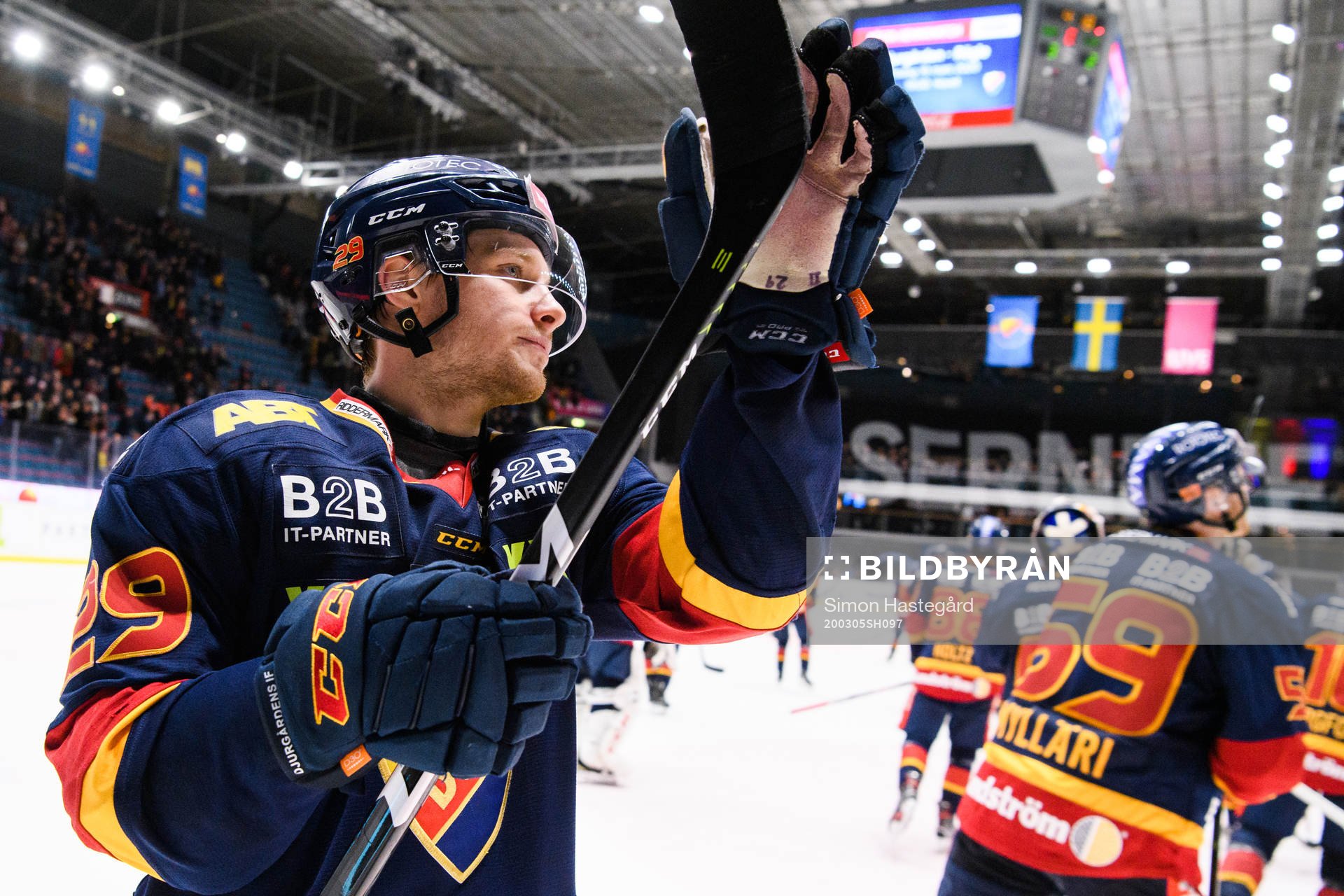 Djurgårdens Sebastian Strandberg jublar