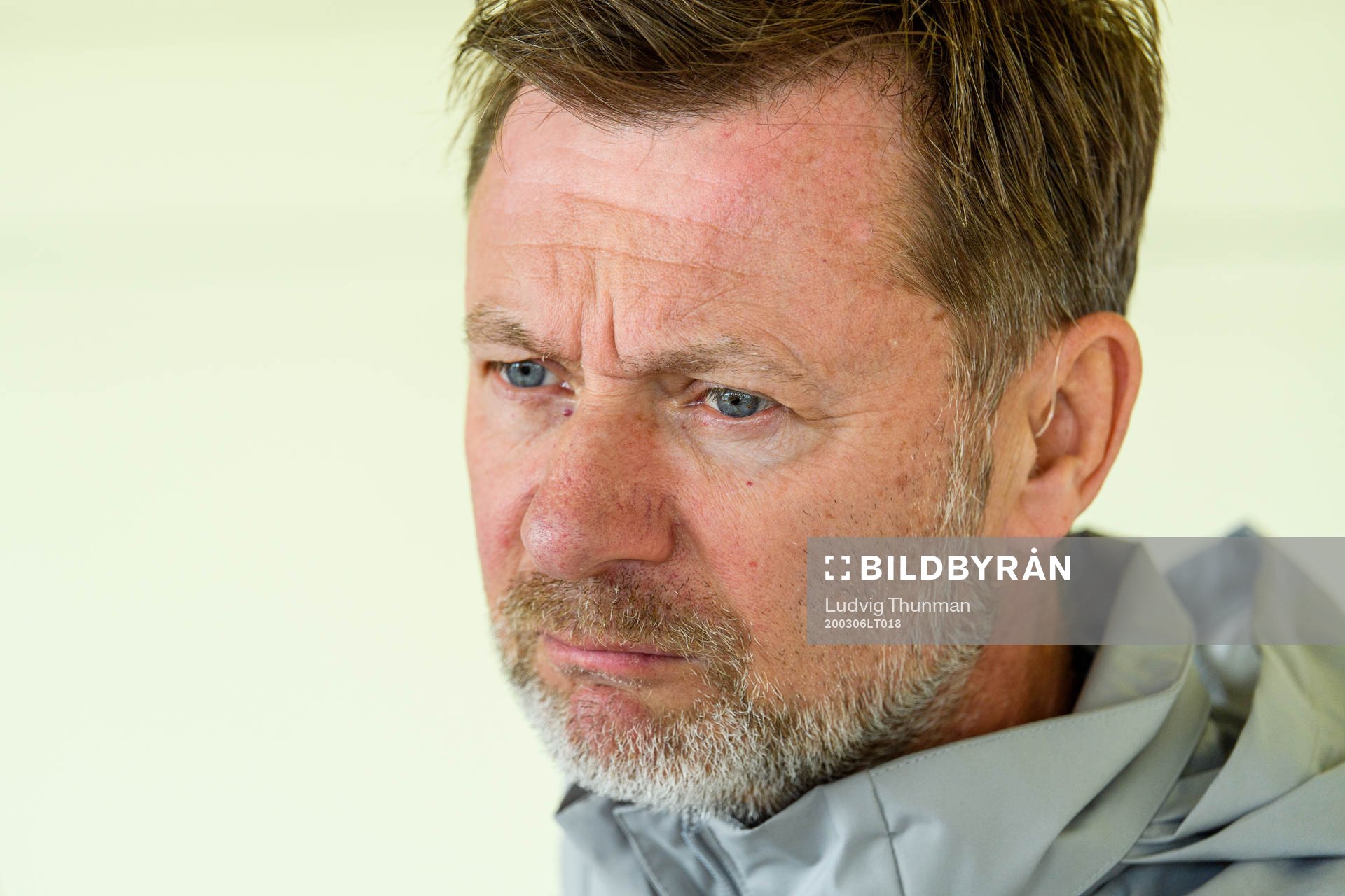Peter Gerhardsson, head coach is interviewed by the media