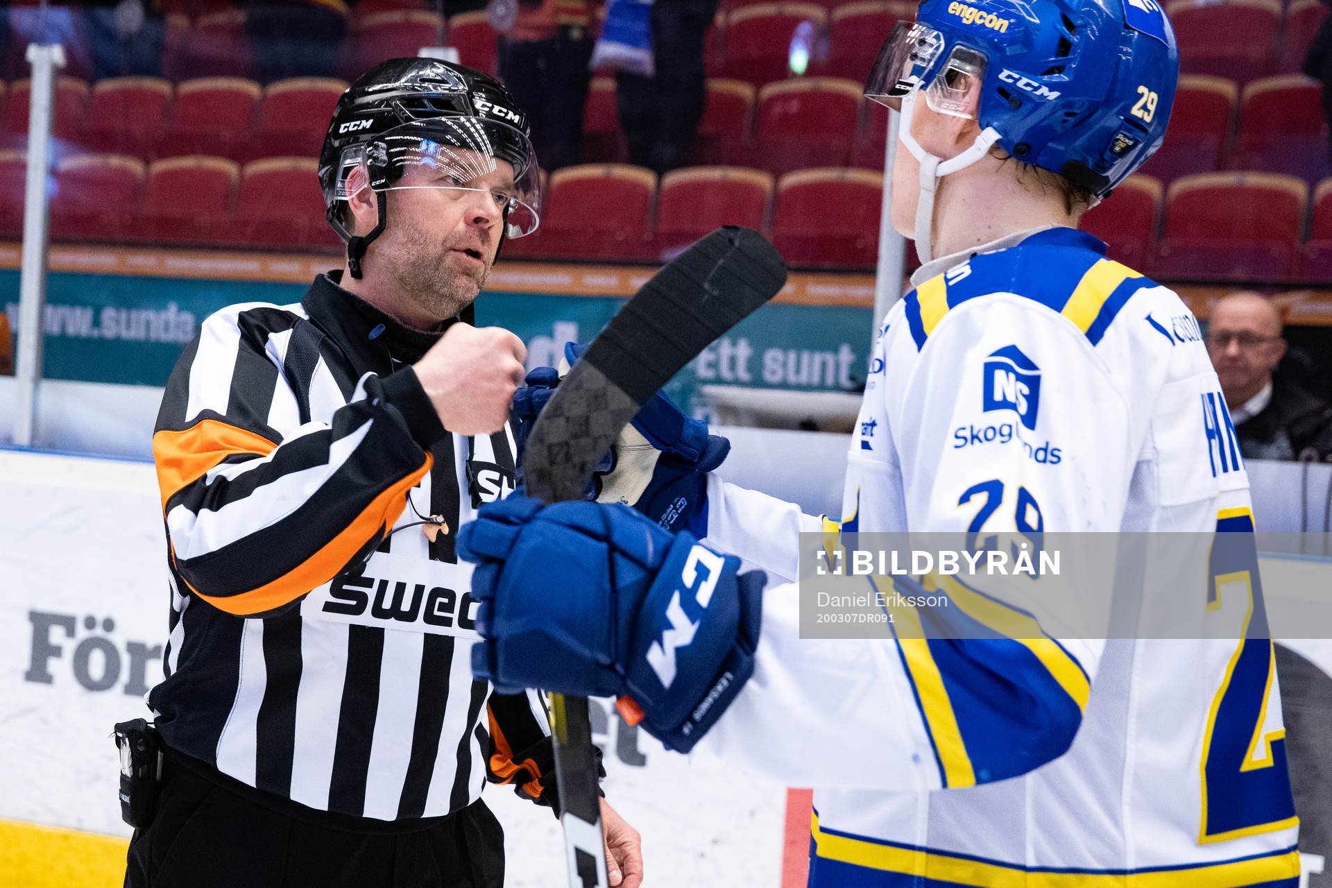 Domare Patrik Sjöberg och Leksands Emil Heineman