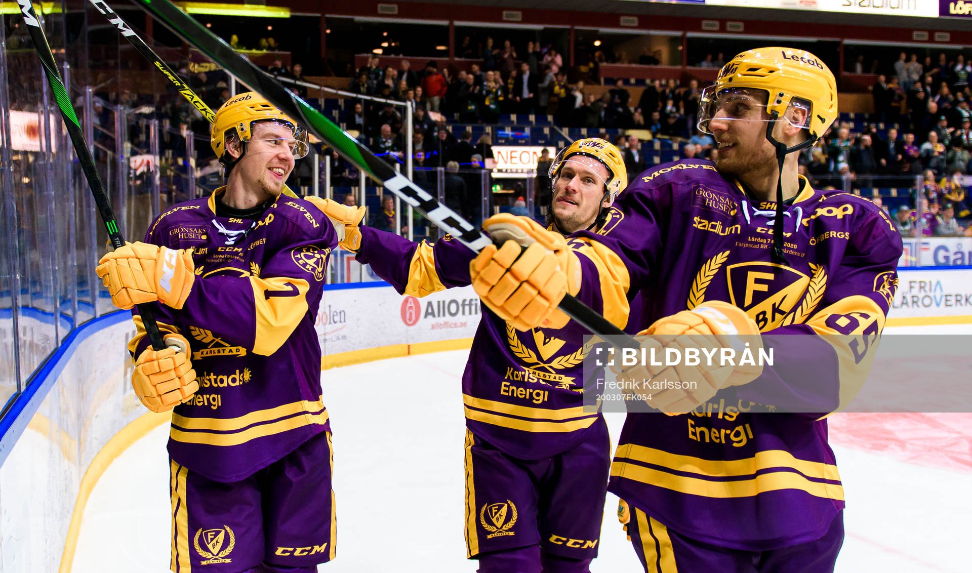 Färjestads Johan Ivarsson, Jesper Olofsson och Vojtech