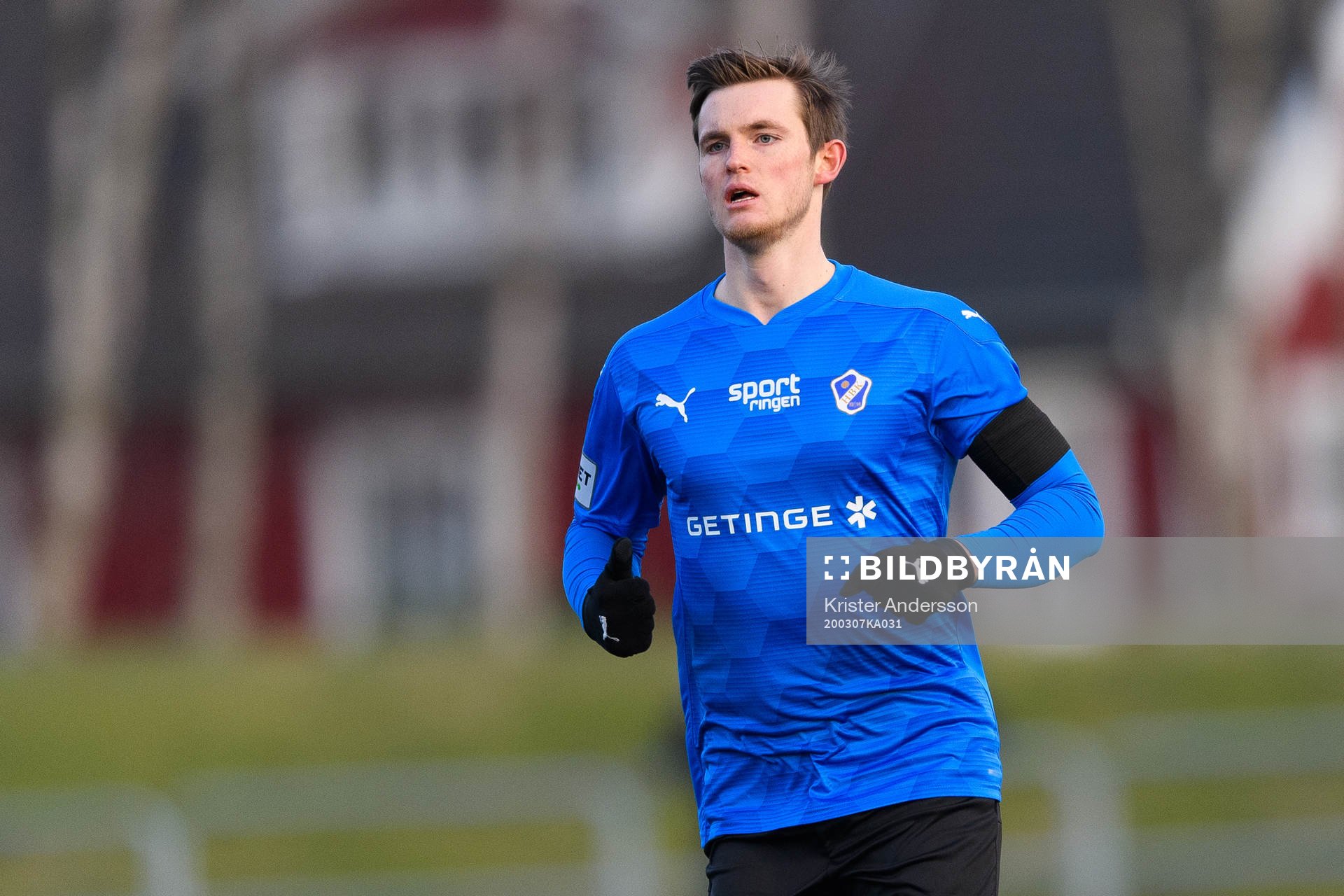 Halmstads Jonathah Svedberg under fotbollsmatchen i Svenska Cupen mellan Halmstad och Tvååker den 7 mars 2020 i Halmstad.
