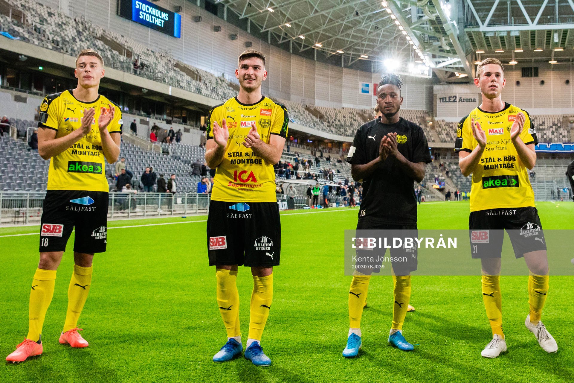 Mjällbys Jesper Löfgren, Besard Sabovic, Mamudu Moro och