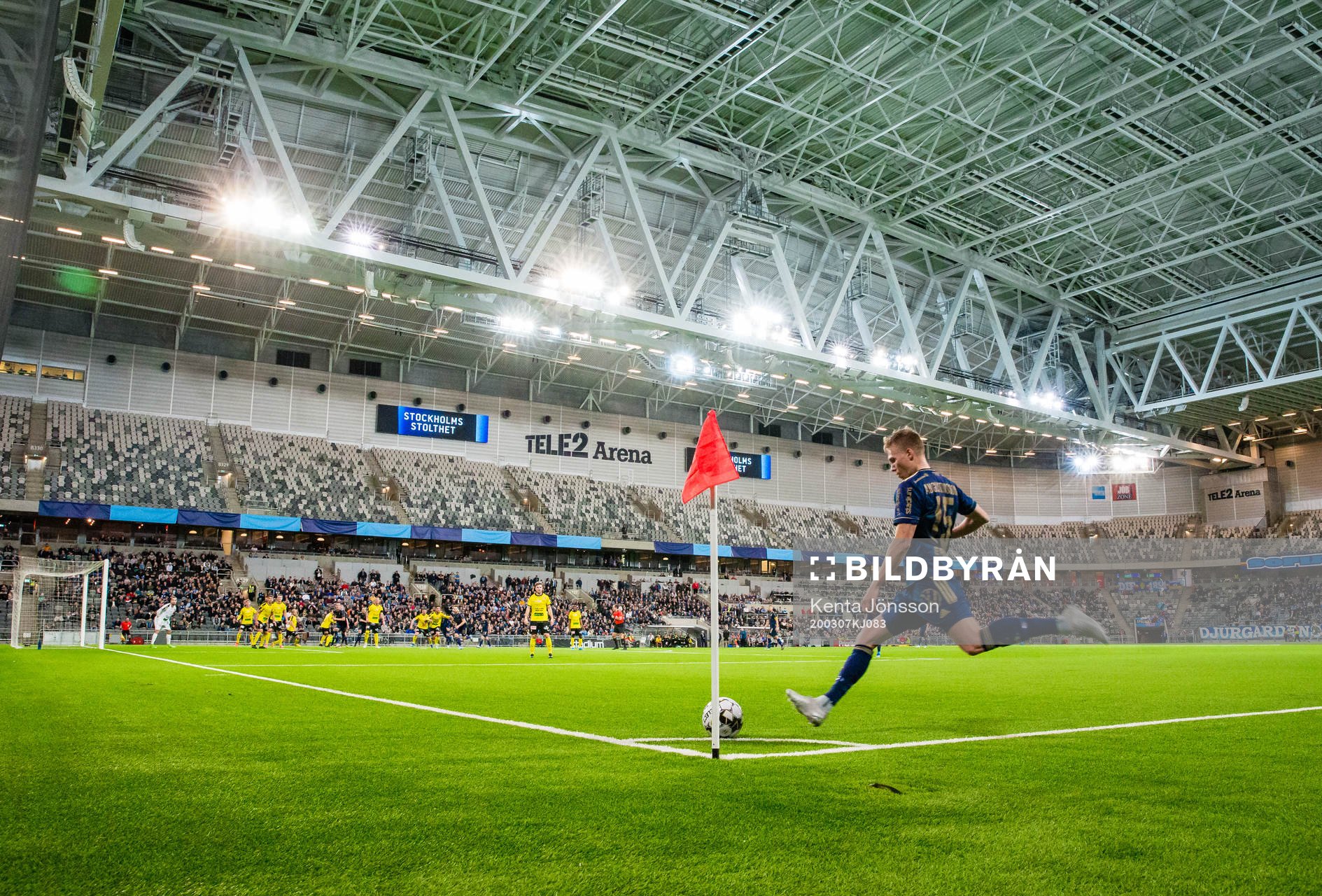 Tele2 Arena med Djurgårdens Jonathan Augustinsson som
