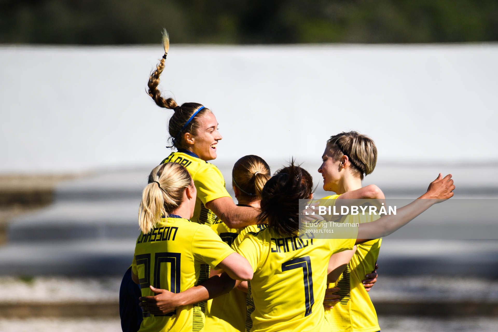 Filippa Angeldal and Lina Hurtig of Sweden celebrate the