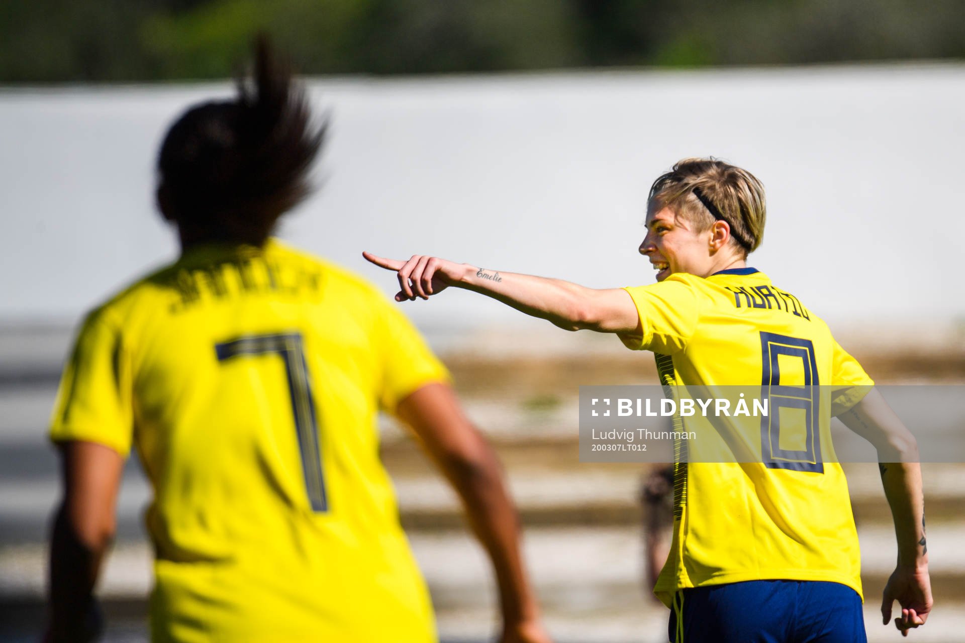 Lina Hurtig of Sweden celebrates the 1-0 goal