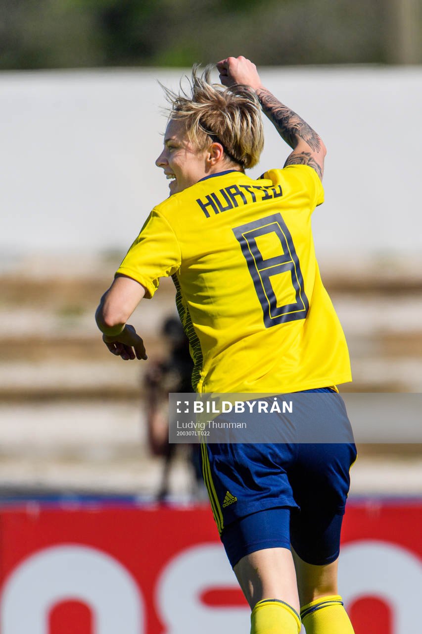 Lina Hurtig of Sweden celebrates