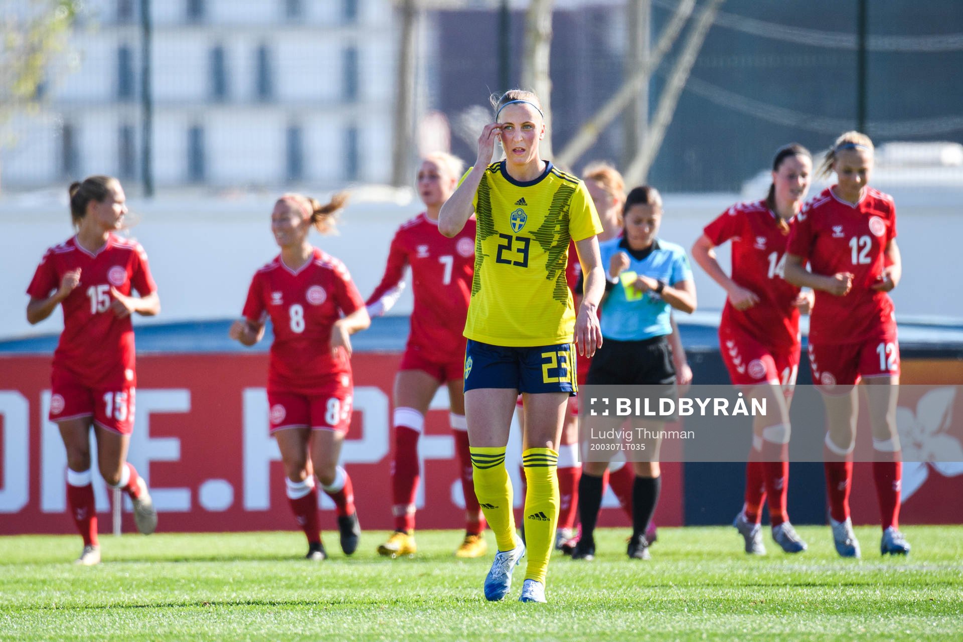 Julia Karlernäs of Sweden looks dejected