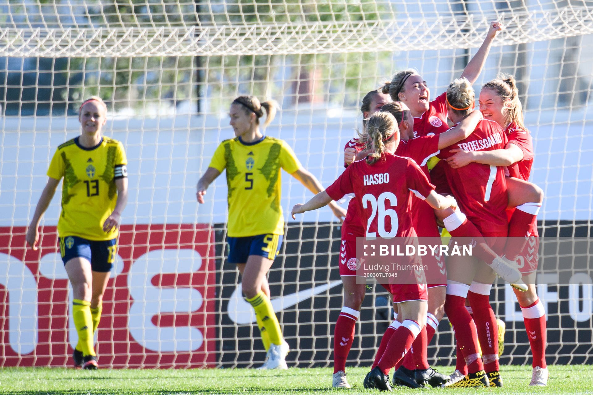 Players of of Denmark celebrate 1-2 goal