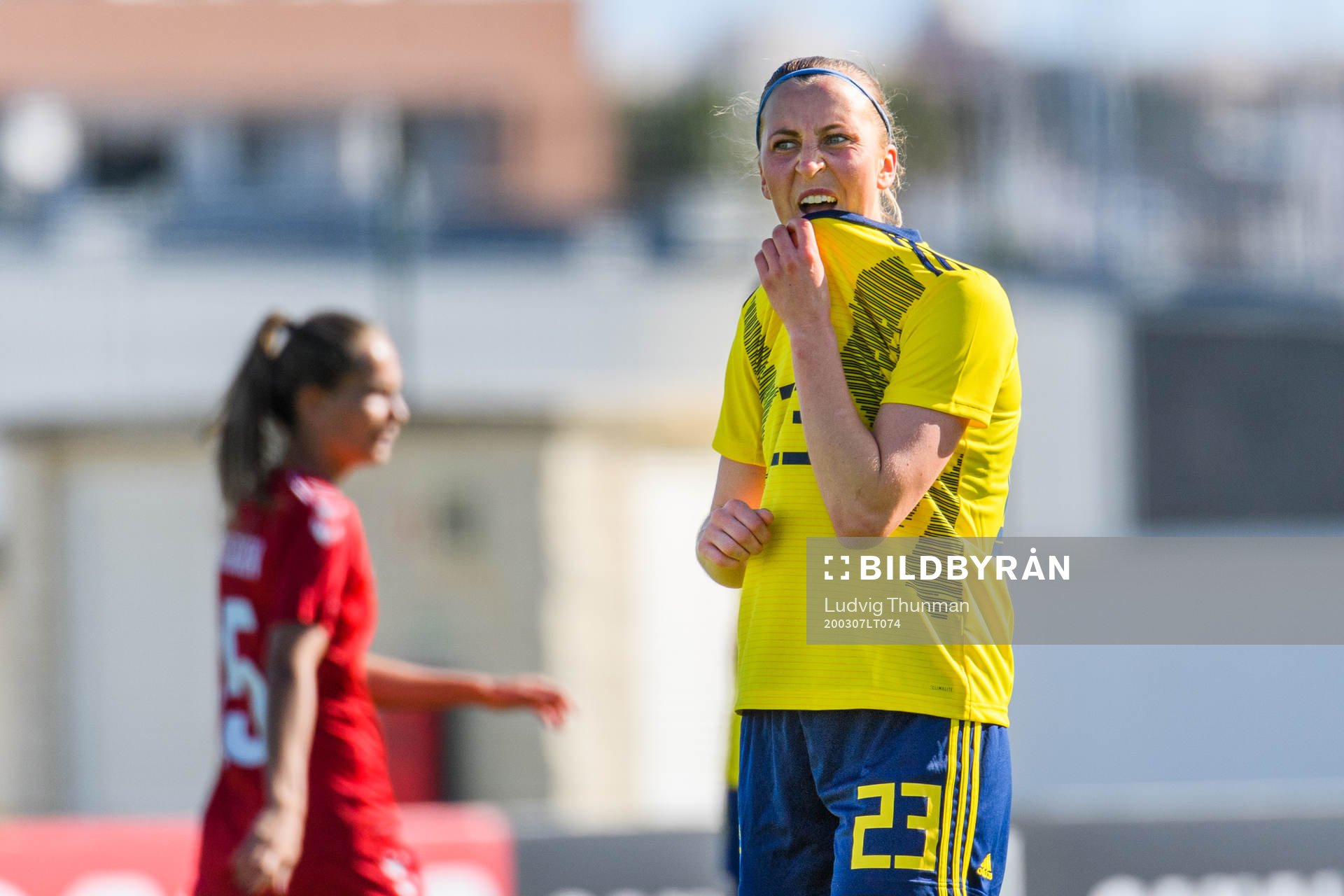 Julia Karlernäs of Sweden looks dejected