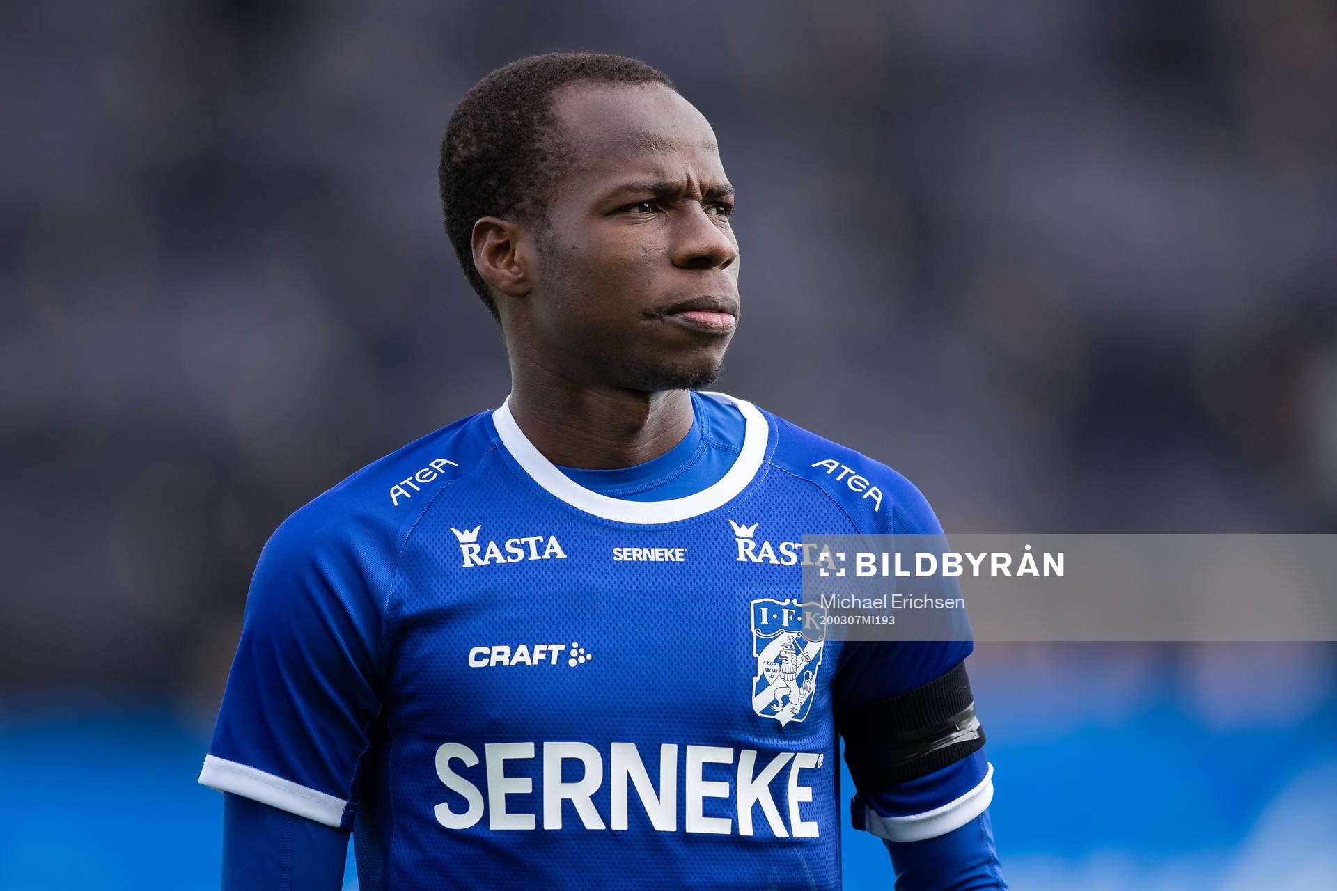 IFK Göteborgs Alhassan Yusuf innan fotbollsmatchen i