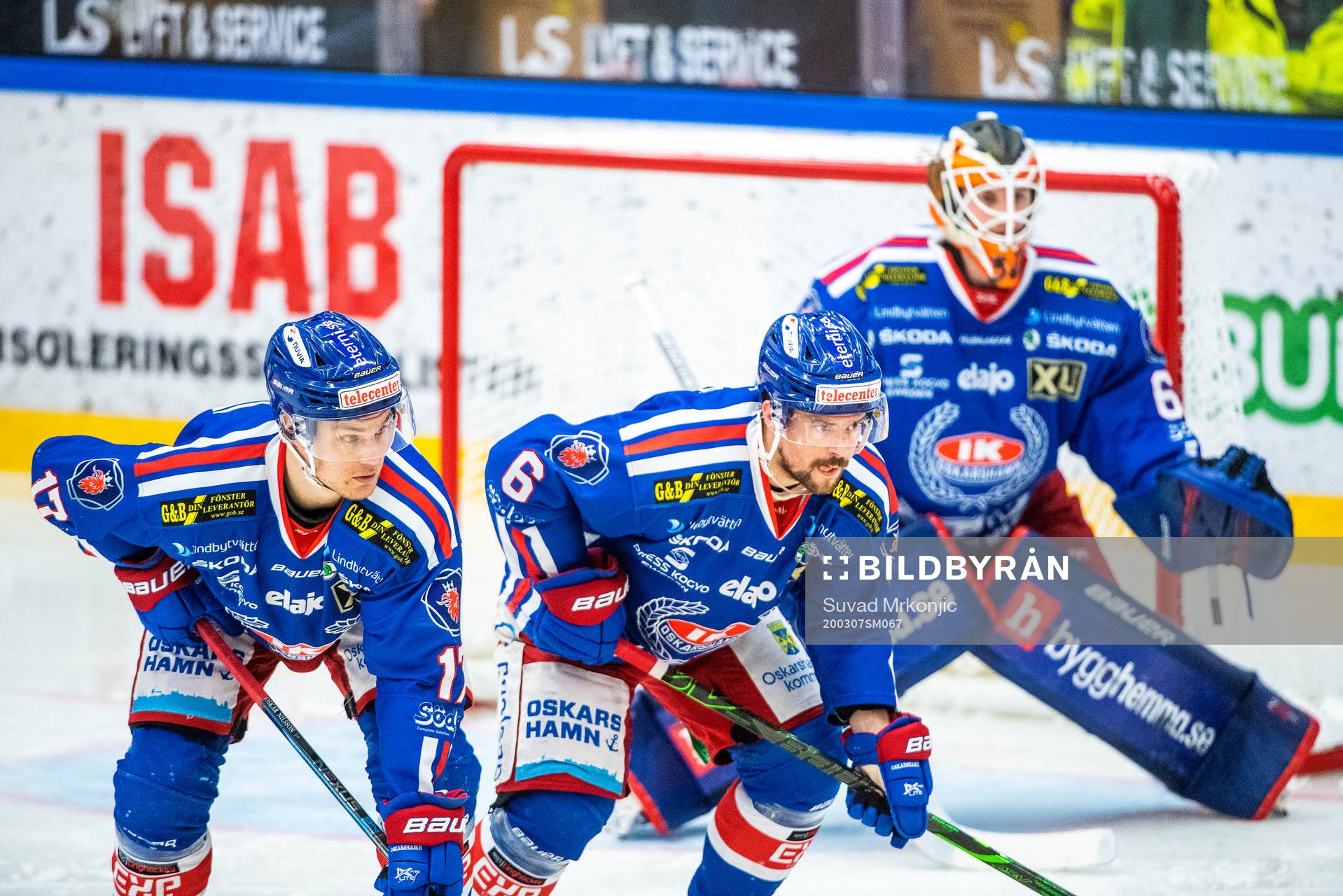 Oskarshamns Jonas Engström, Jesper Dahlroth och målvakt