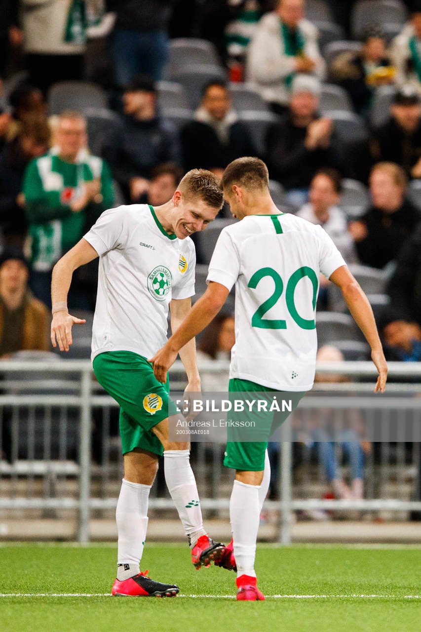 Hammarbys Aron Johannsson och Alexander Kacaniklic jublar