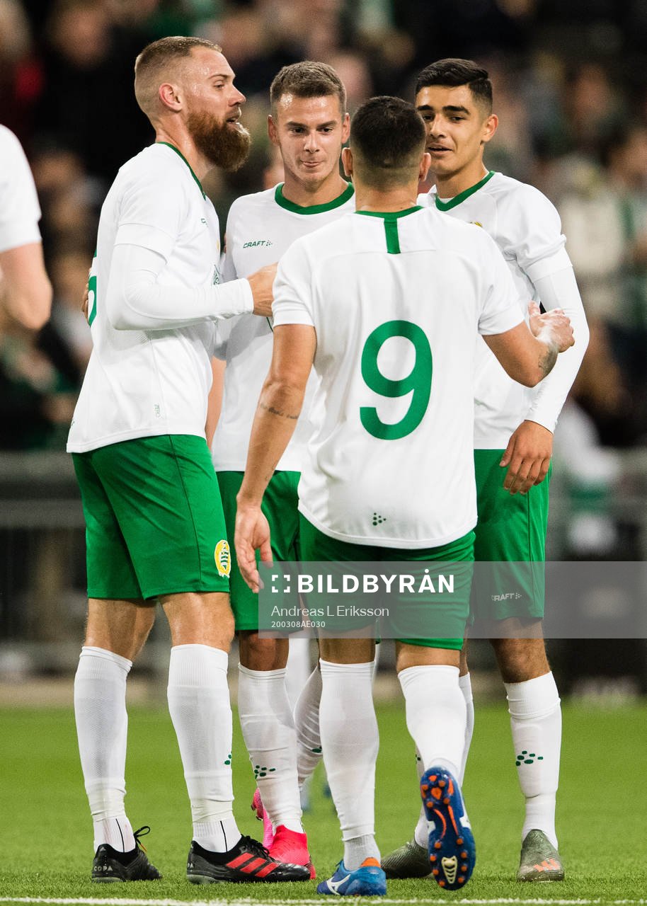 Hammarbys David Fällman, Paulinho och Aimar Sher jubalr