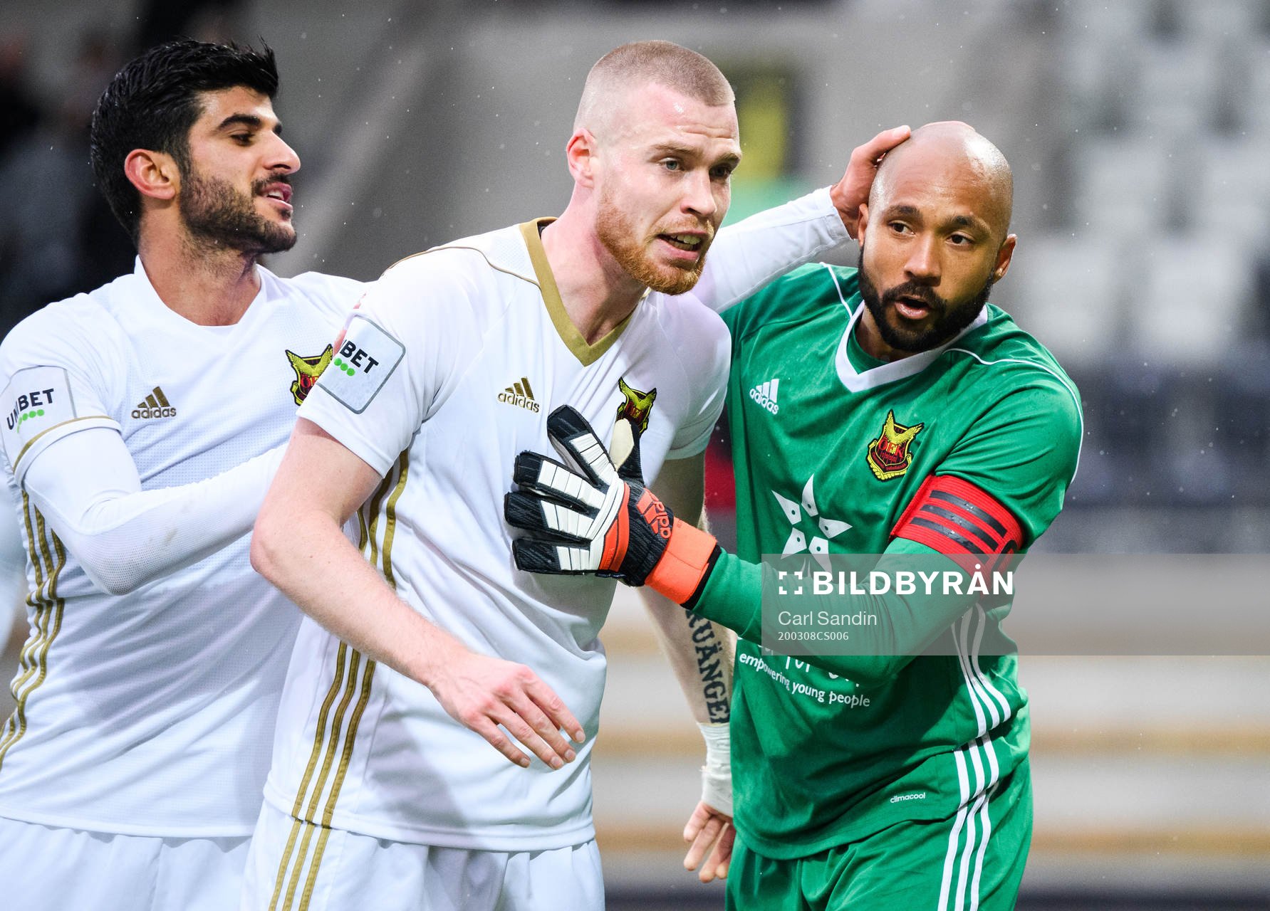 Östersunds Rewan Amin, Thomas Isherwood och målvakt Aly
