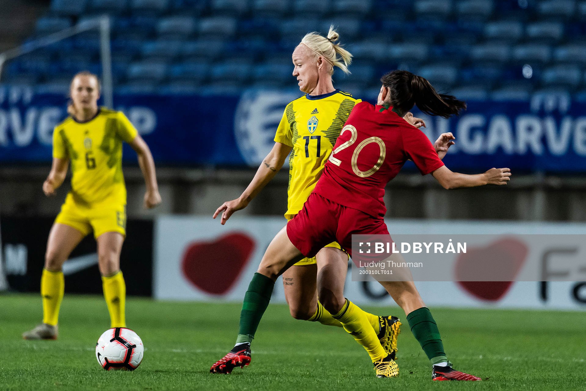 Caroline Seger of Sweden and Andreia Faria of Portugal