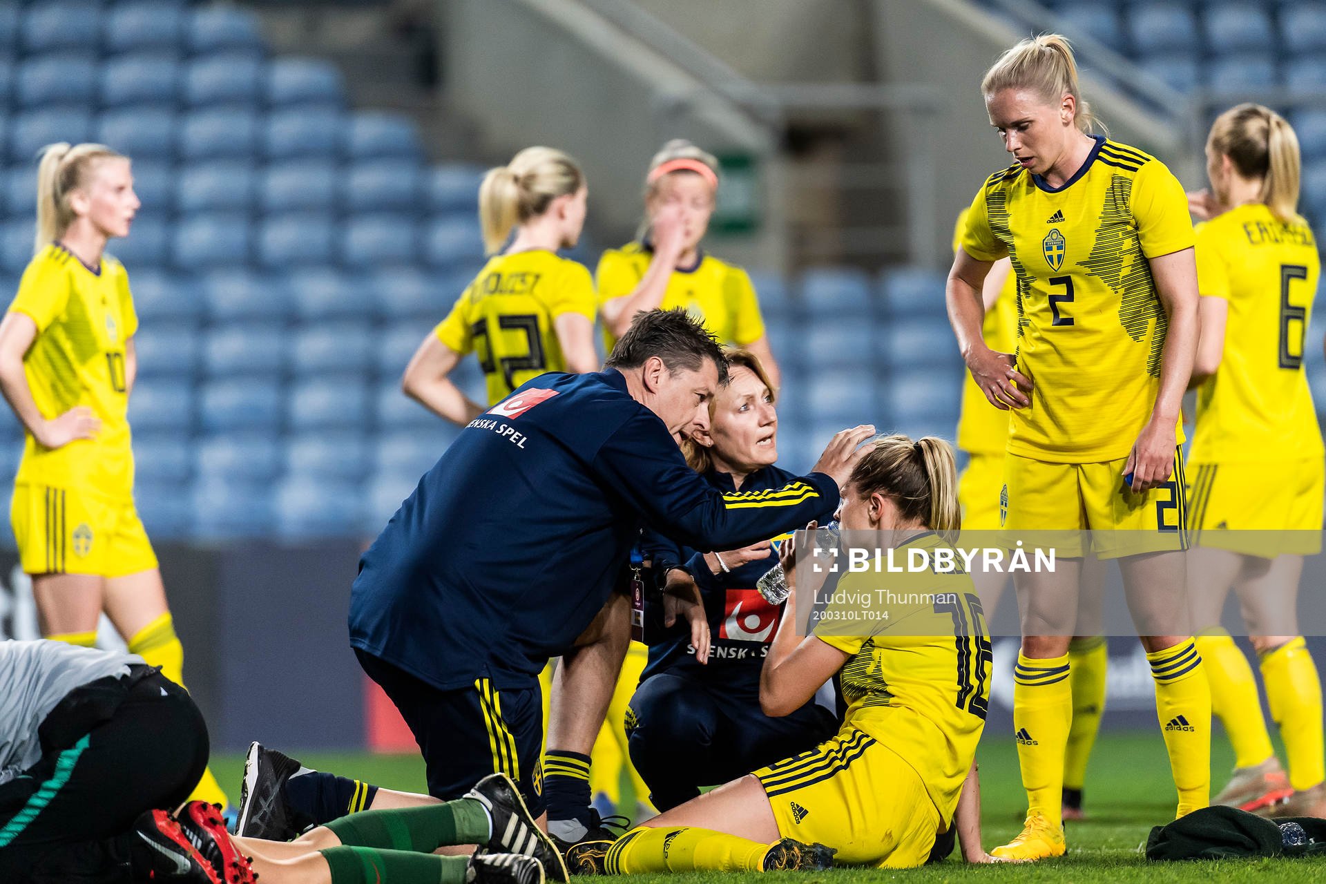 Fridolina Rolfö of Sweden receives medical treatment