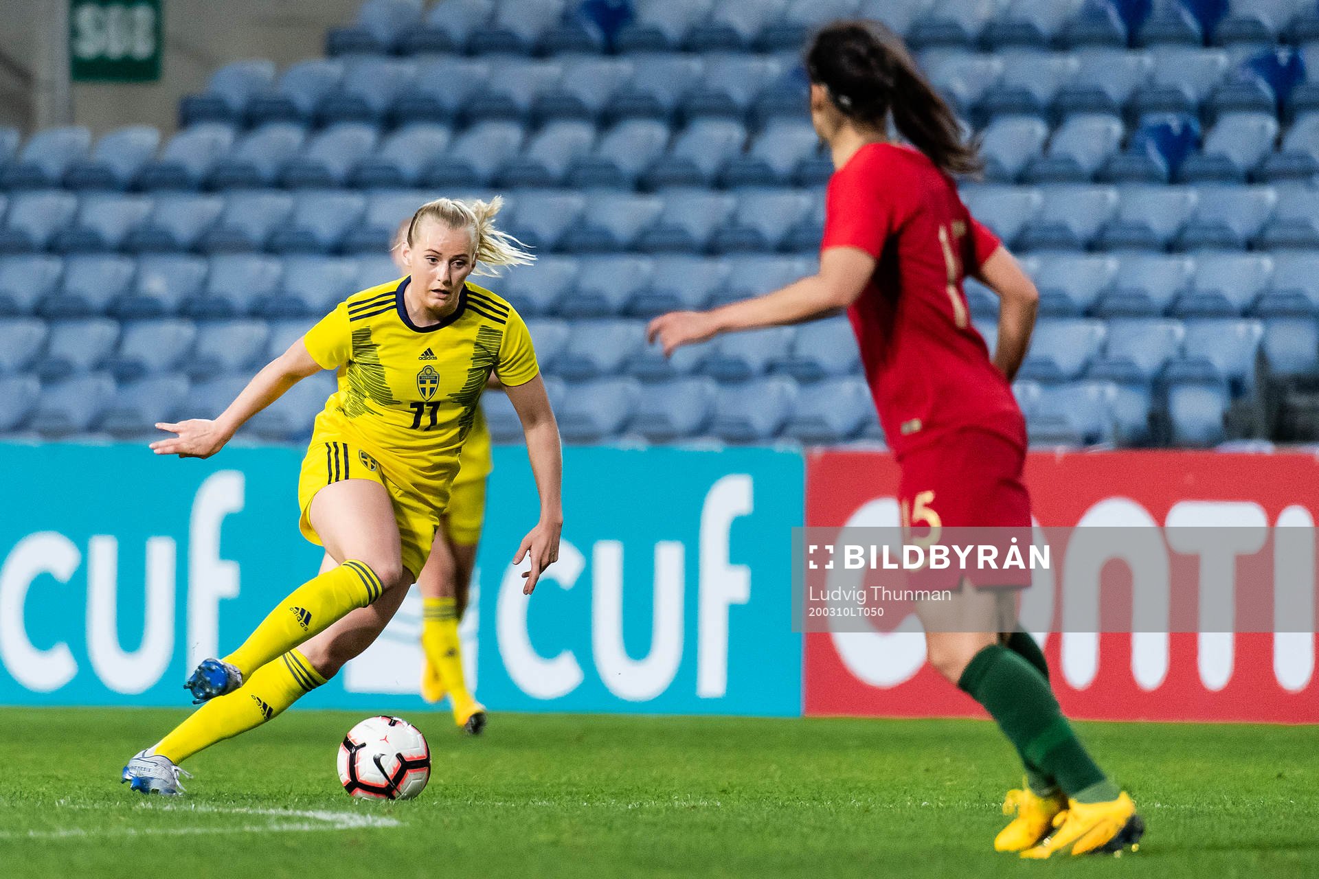 Stina Blackstenius of Sweden during the Algarve Cup match between Portugal and Sweden on March 10, 2020 in Faro.