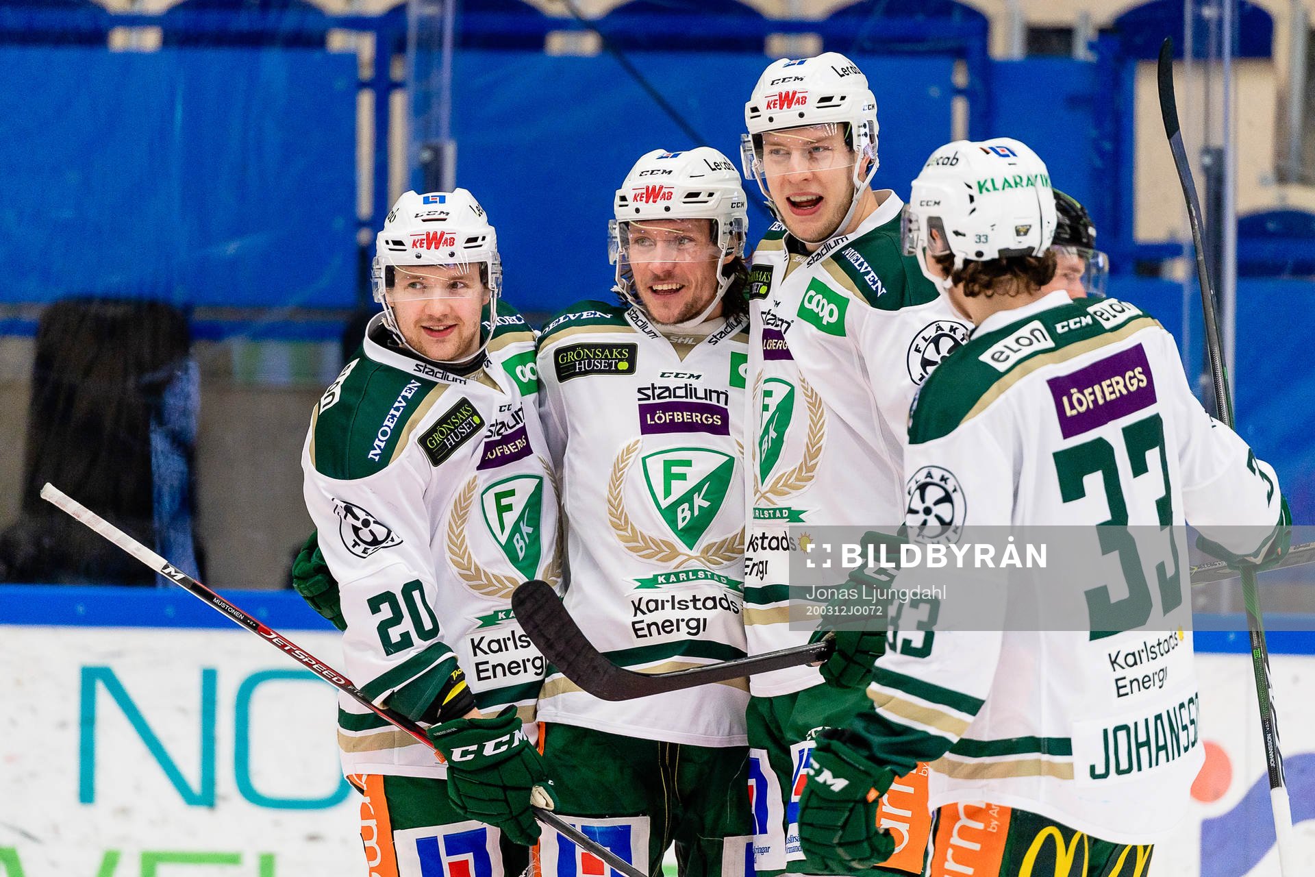 Färjestads Aleksi Mustonen, Jesper Olofsson och Victor