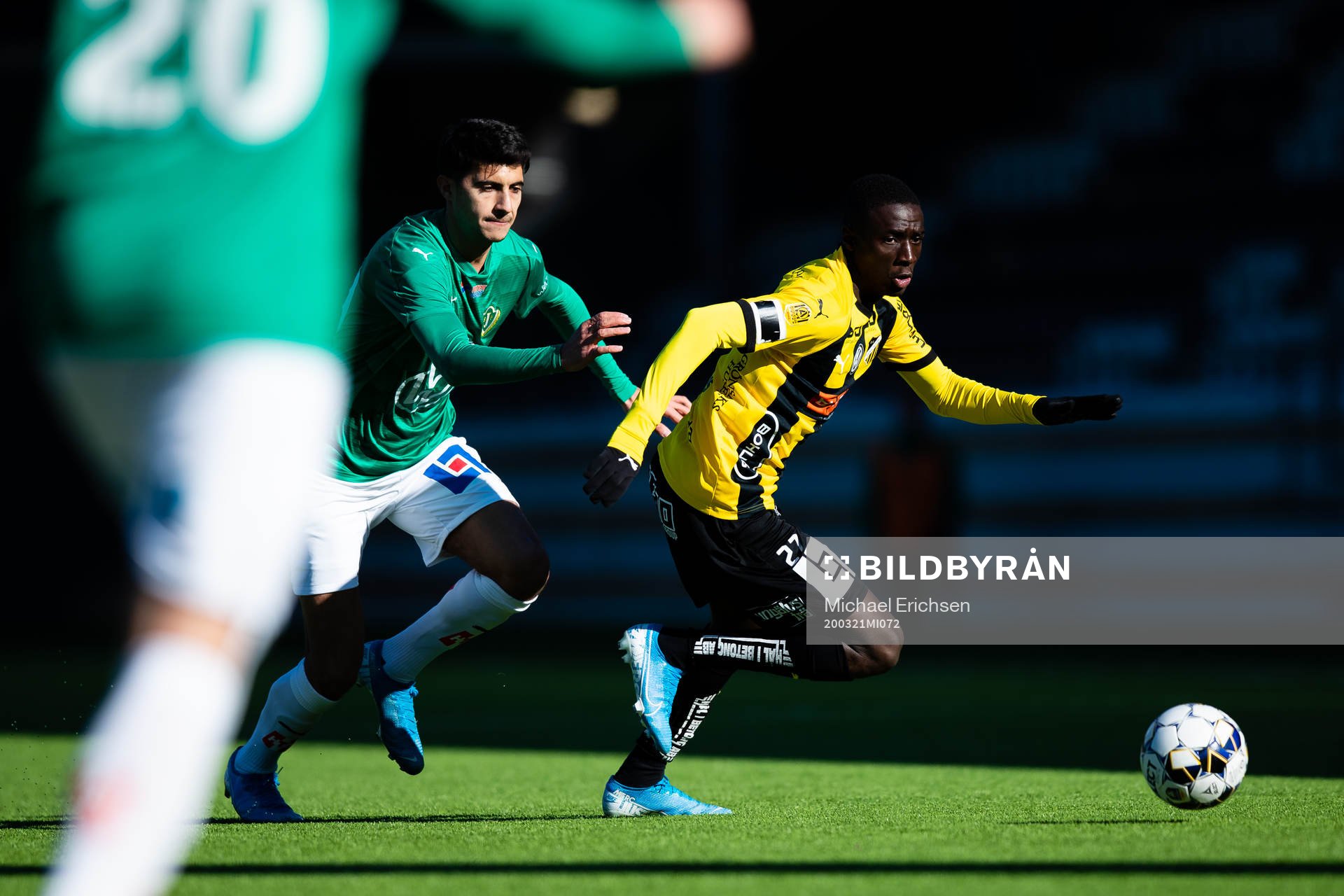 Häckens Imam Seedy Jagne under träningsmatchen i fotboll mellan Häcken och Jönköpings Södra den 21 mars 2020 i Göteborg.
