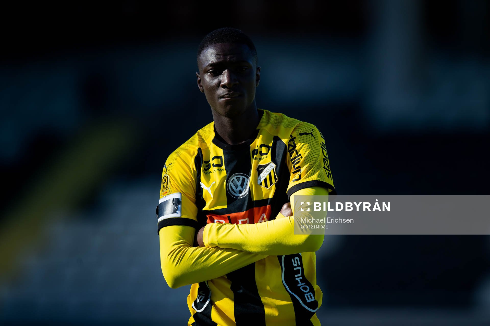 Häckens Imam Seedy Jagne efter träningsmatchen i fotboll mellan Häcken och Jönköpings Södra den 21 mars 2020 i Göteborg.