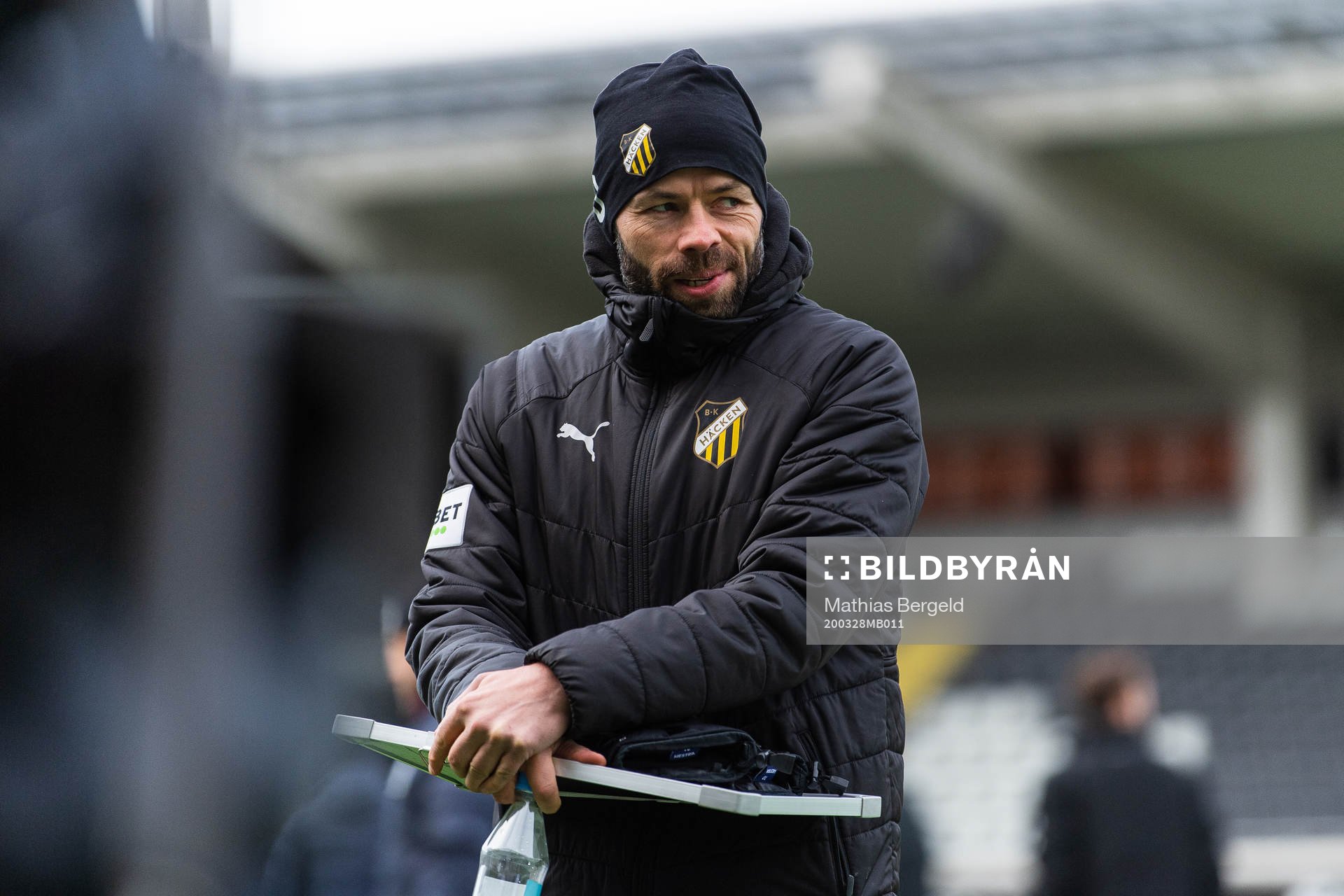 Häckens tränare Andreas Alm efter träningsmatchen i fotboll mellan Häcken och Utsikten den 28 mars 2020 i Göteborg.