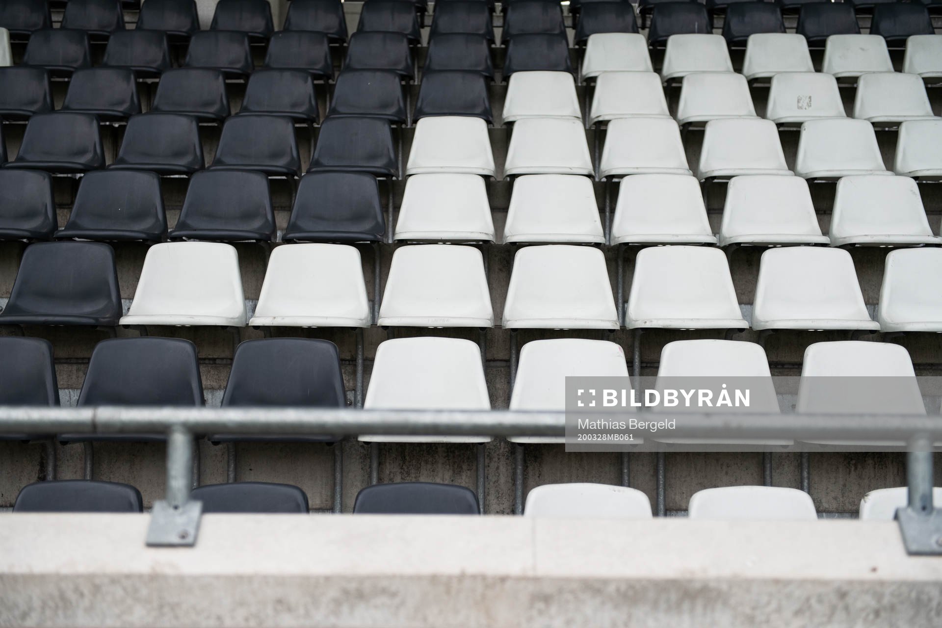 Bravida Arena med tomma läktare på grund av coronaviruset Covid-19 under träningsmatchen i fotboll mellan Häcken och Utsikten den 28 mars 2020 i Göteborg.