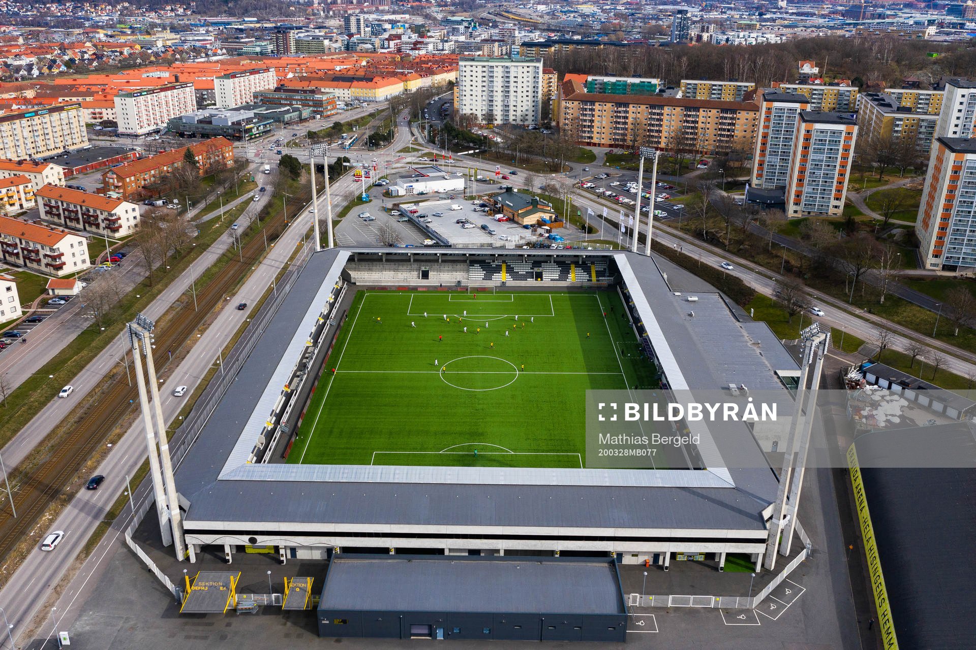 Drönarvy över Bravida Arena